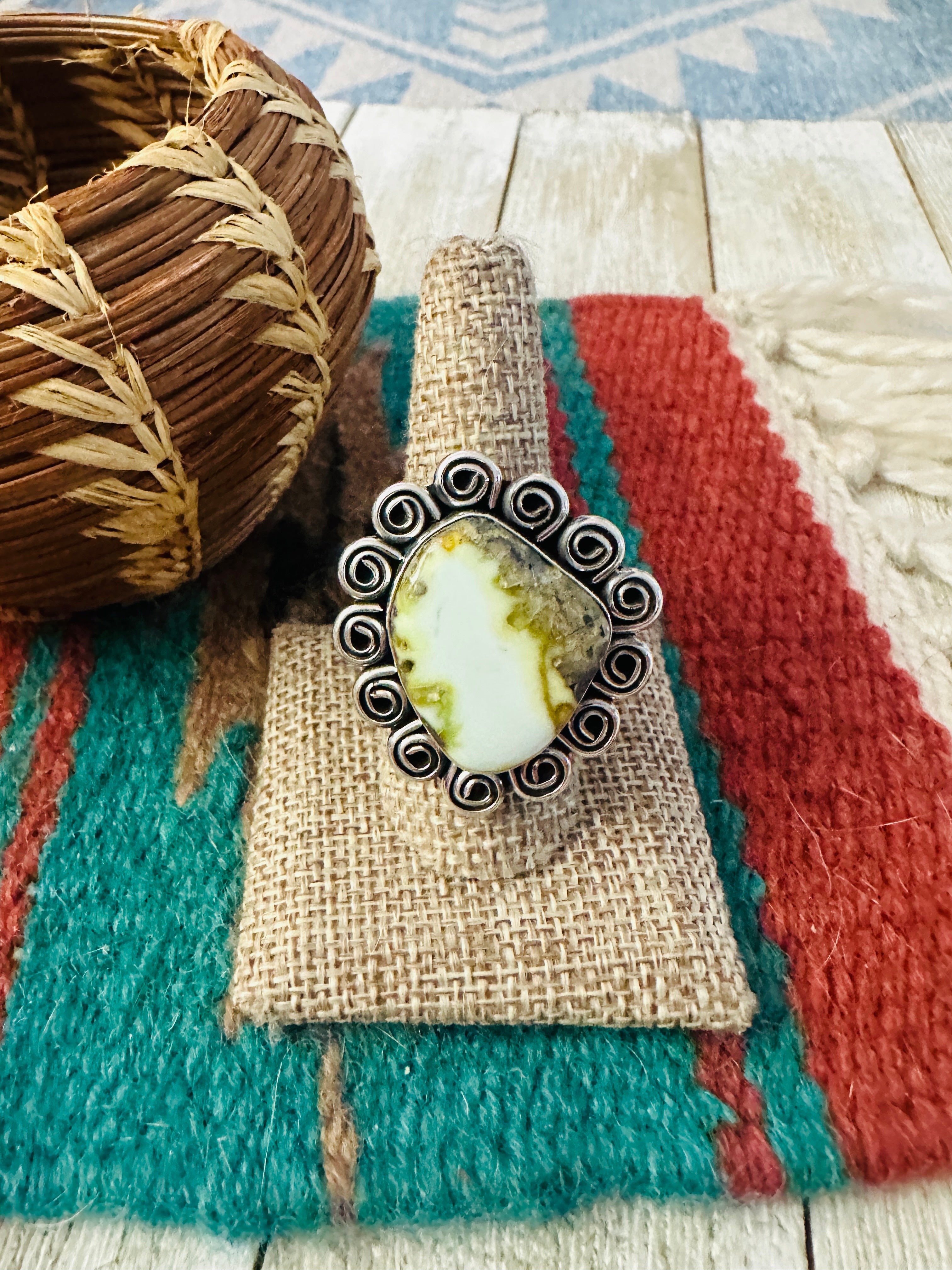 Handcrafted Palomino Turquoise & Sterling Silver Ring size 9.5