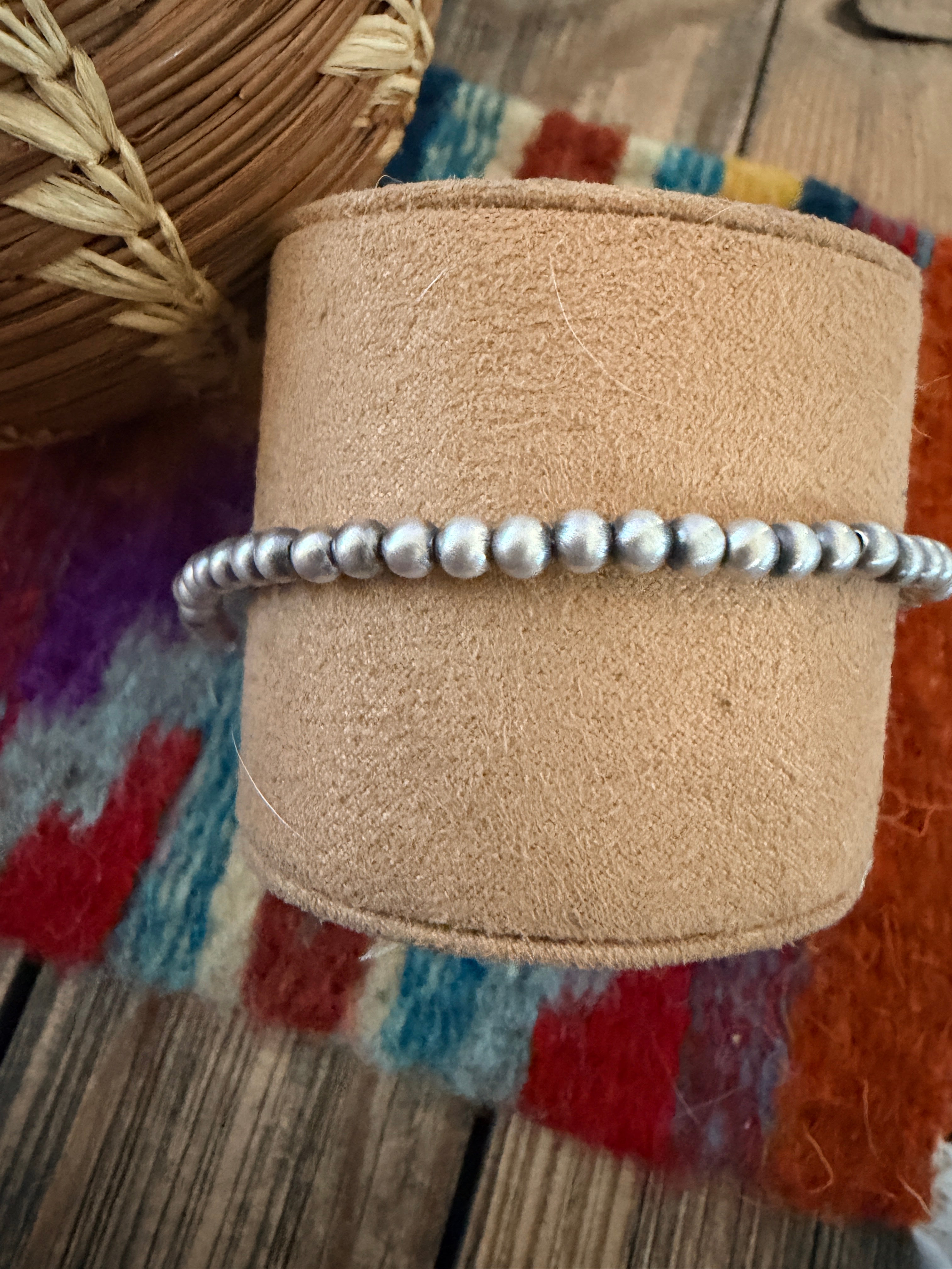 Handcrafted 4mm Sterling Silver Pearl Beaded Bracelet