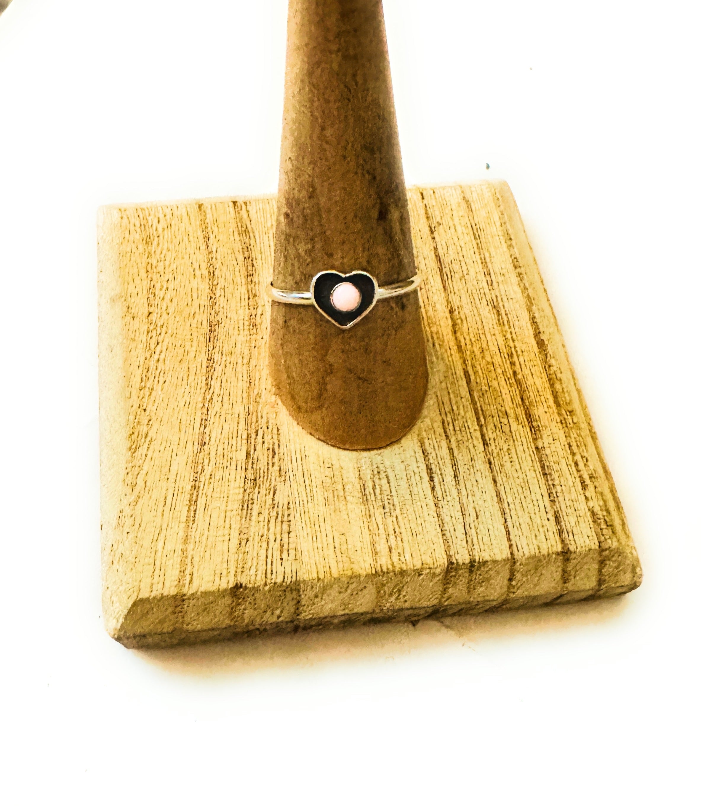 Handcrafted Sterling Silver & Queen Pink Conch Heart Ring