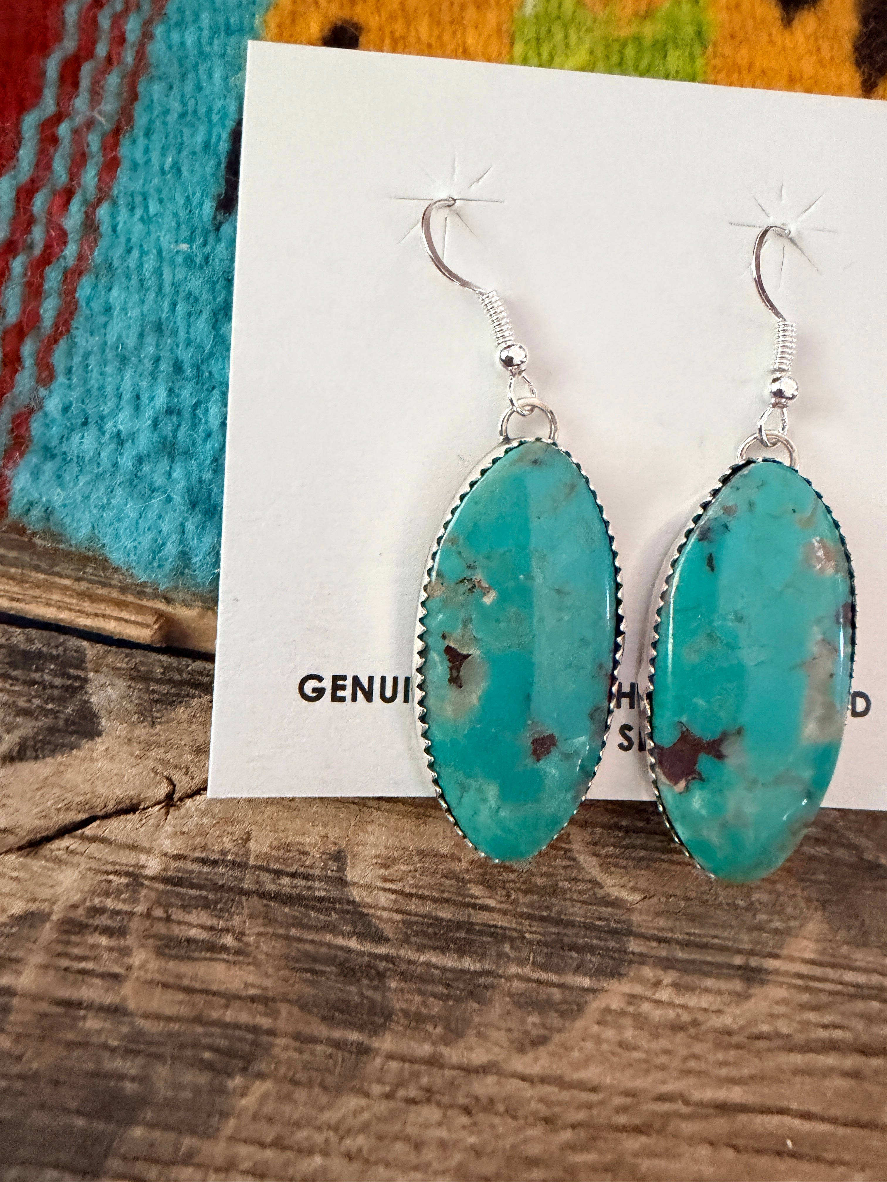 Handcrafted Kingman Turquoise & Sterling Silver Dangle Earrings
