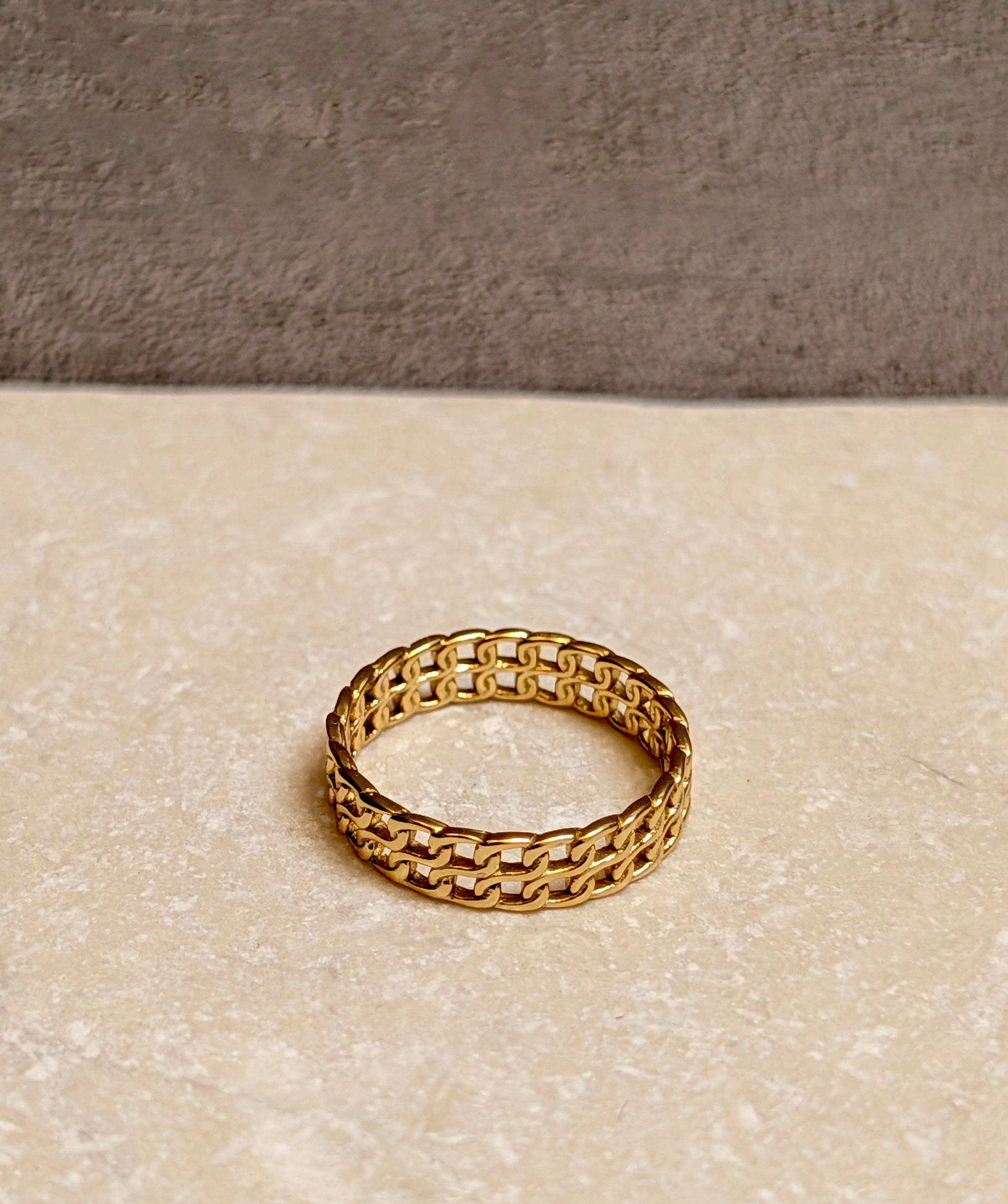 14k Gold Plated 2 Row Chain Ring