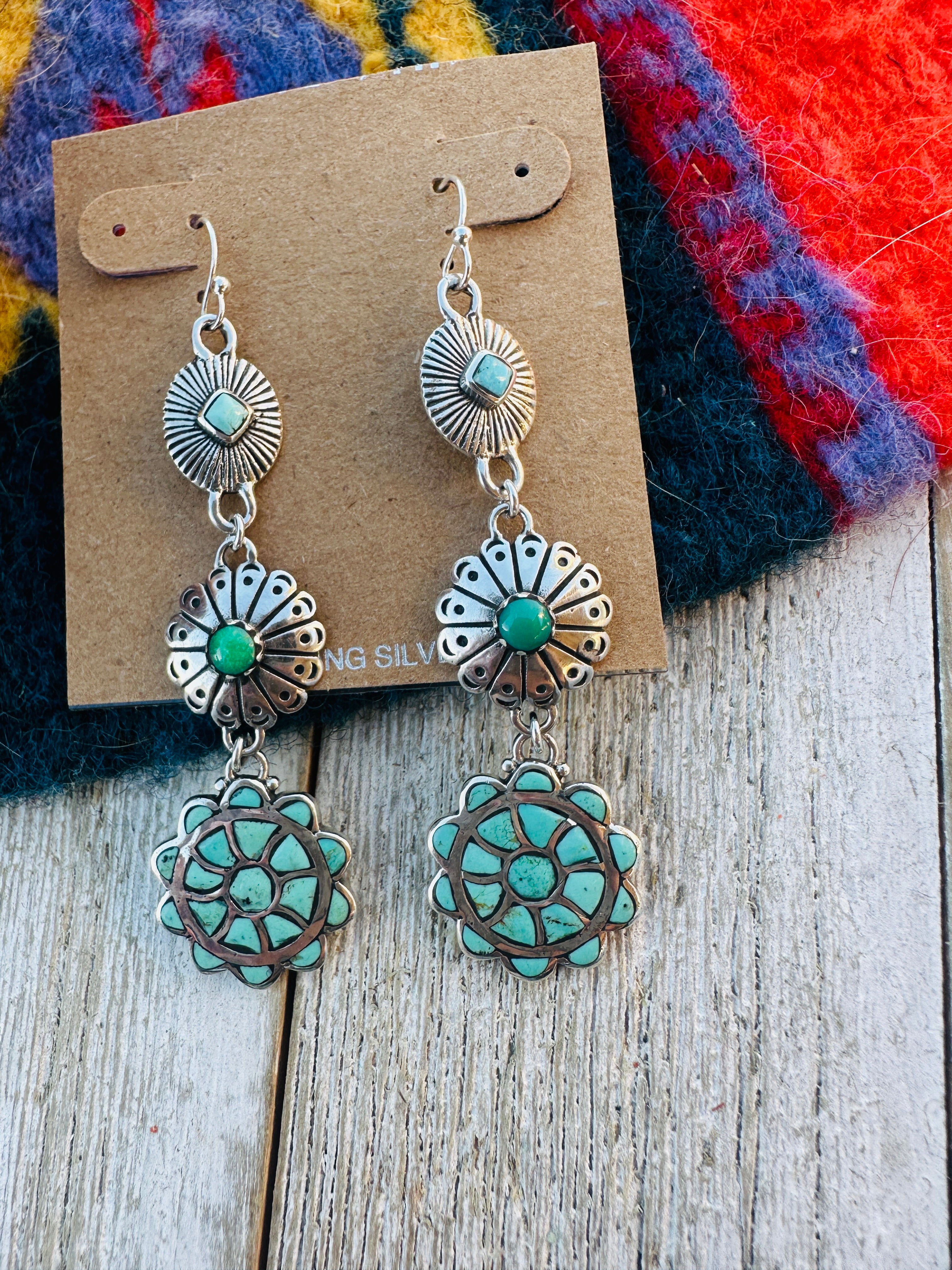 Handcrafted Turquoise & Sterling Silver Dangle Earrings