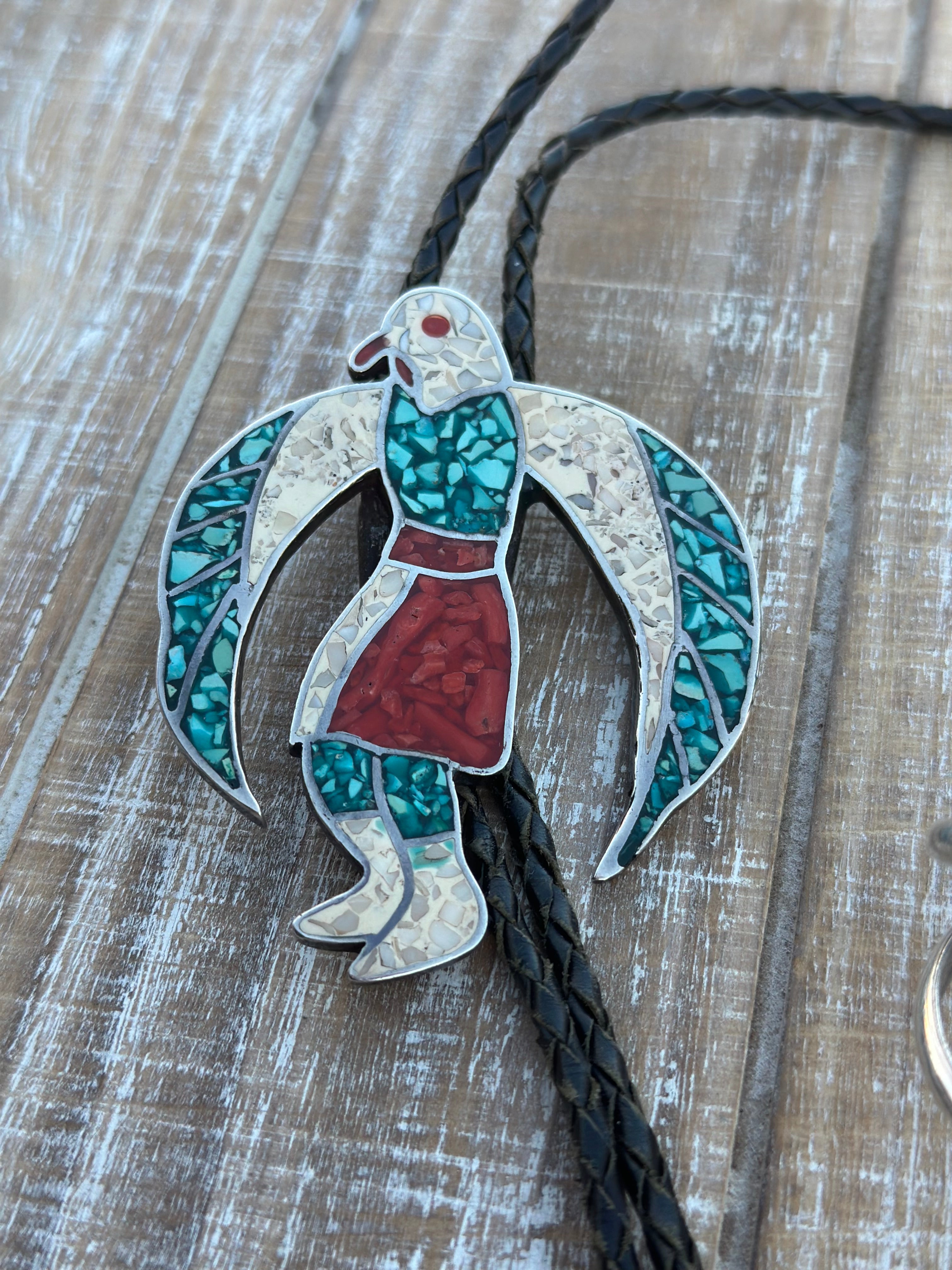 Handcrafted Old Pawn Vintage Chip Inlay Eagle Dancer Sterling Silver 5 Piece Jewelry Set