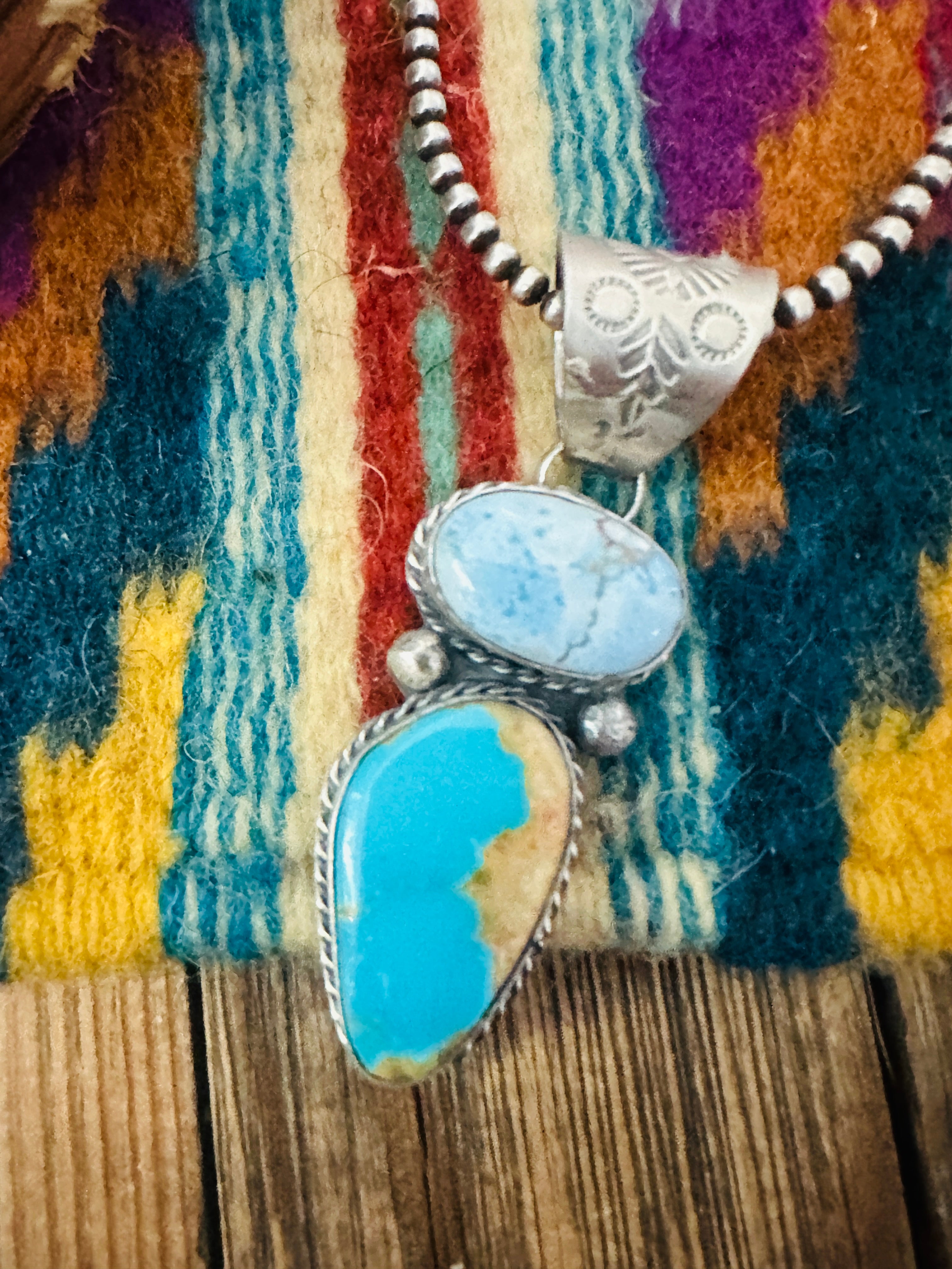 Handcrafted Sterling Silver & Multi Turquoise Pendant
