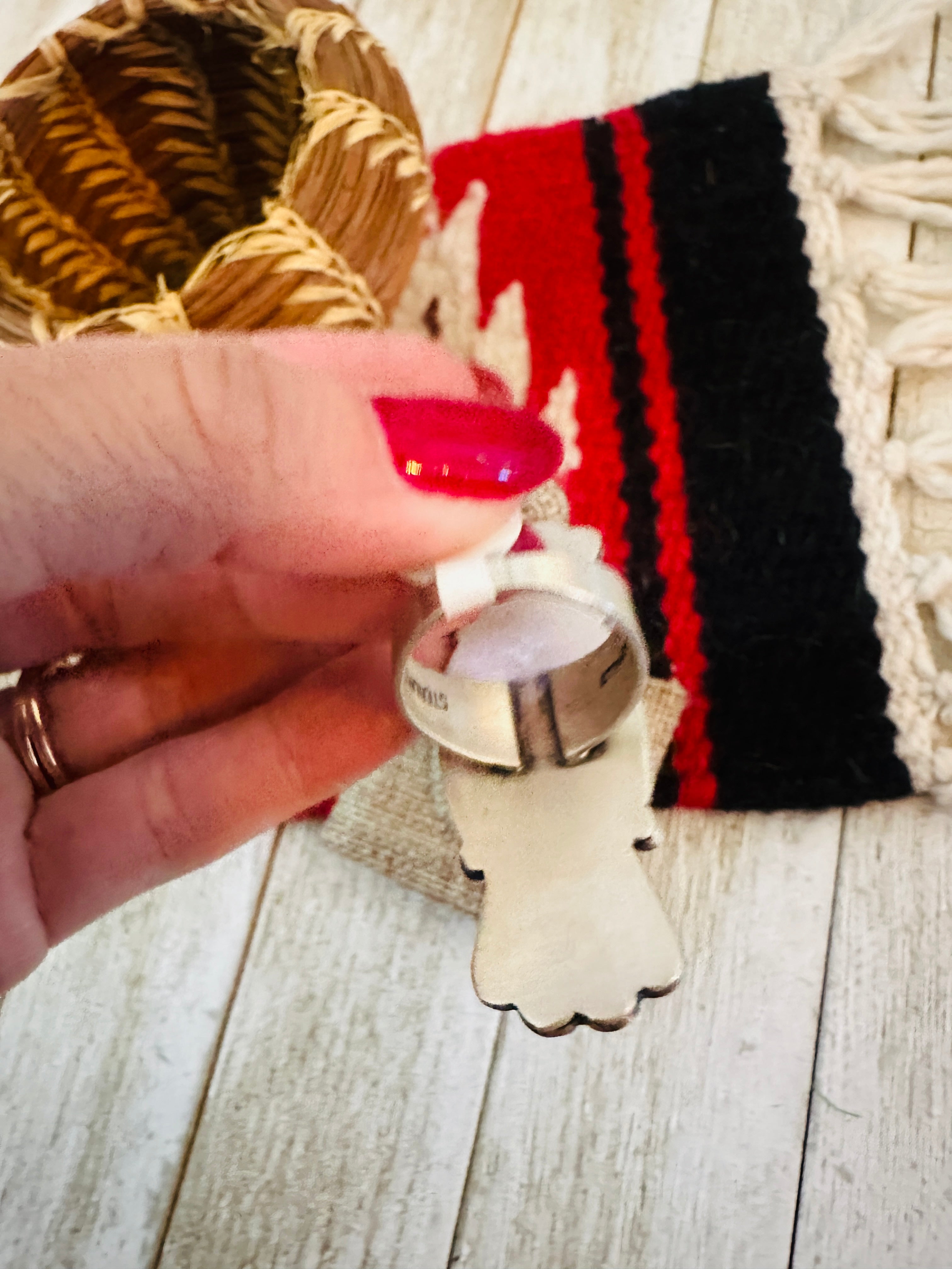 Handcrafted Turquoise & Sterling Silver Ring Size 9 by Daniel Benally