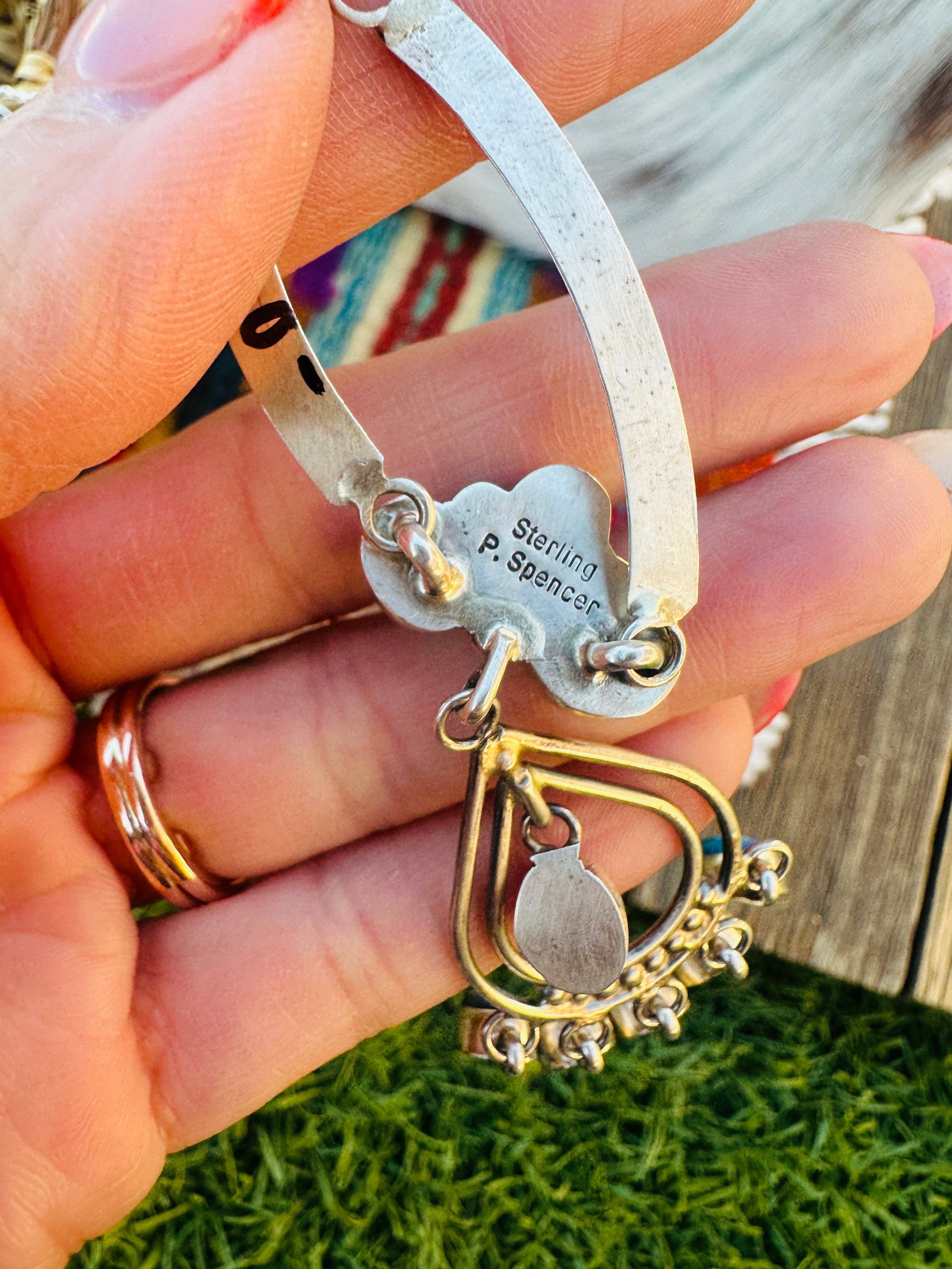 Handcrafted Pink Dream Mojave & Sterling Silver Chandelier Necklace by Pearlene Spencer