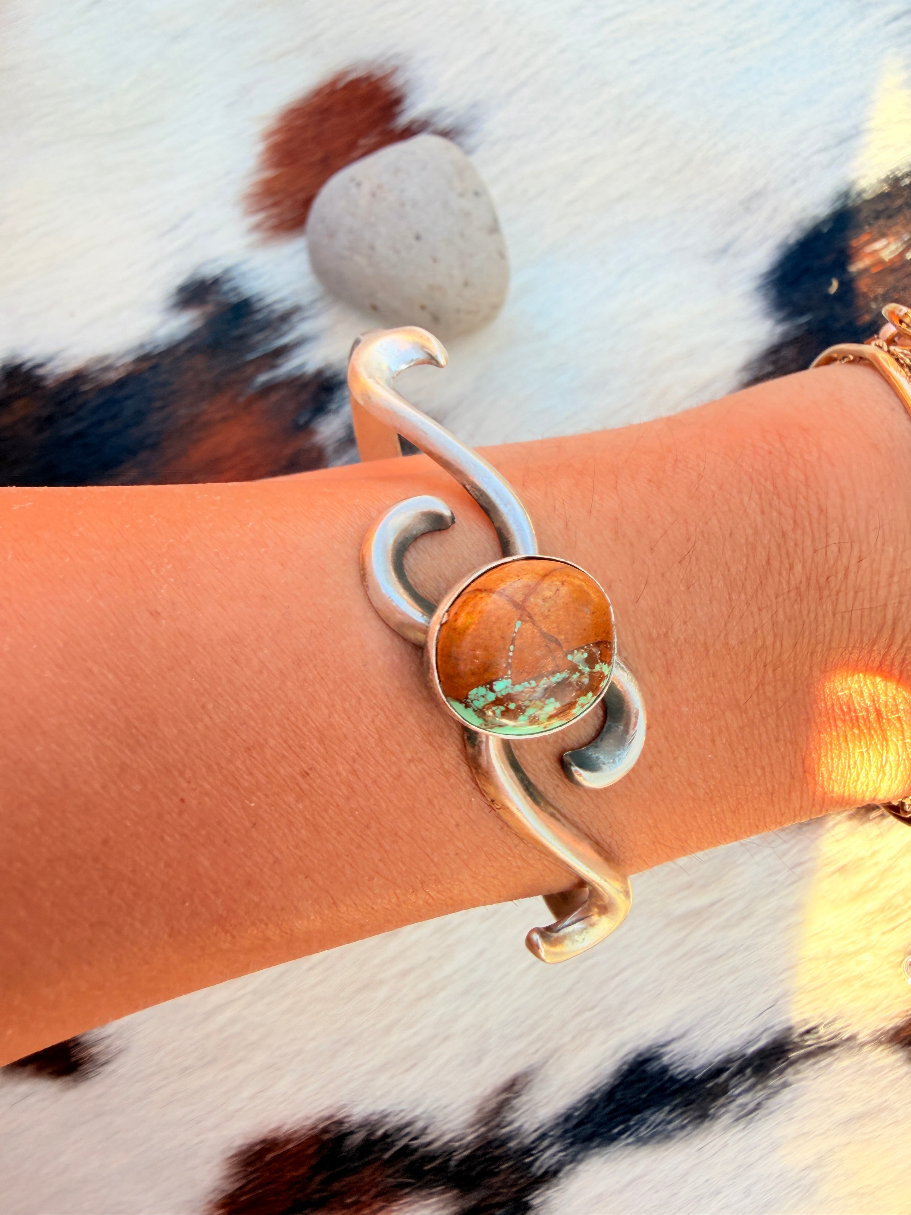 Handcrafted Royston Turquoise & Sterling Silver Cuff Bracelet