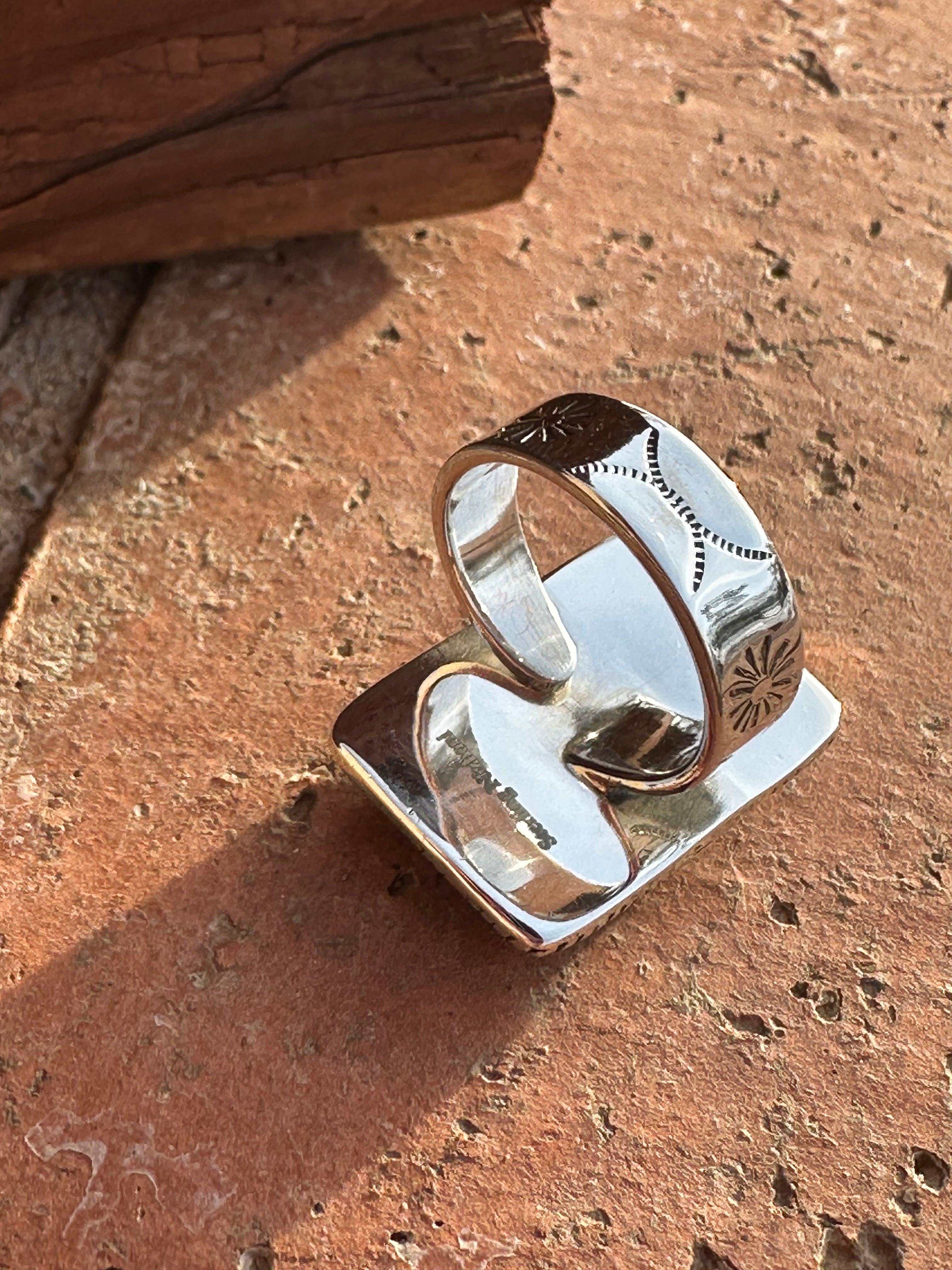 Beautiful Handmade Purple Kingman Dahlia Sterling Silver Adjustable Ring