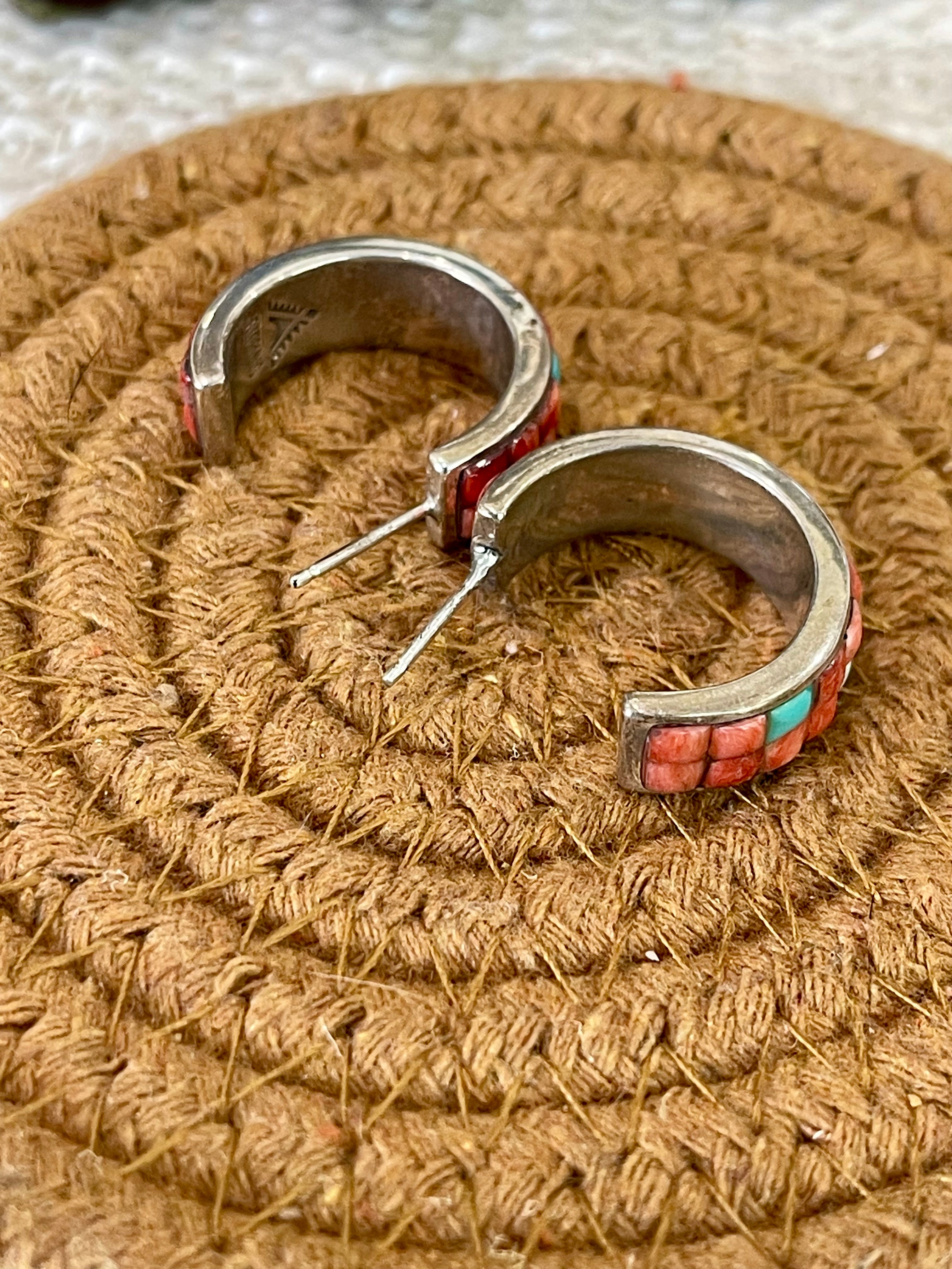 Gorgeous Handmade Sterling Silver & Multi Stone Hoop Earrings