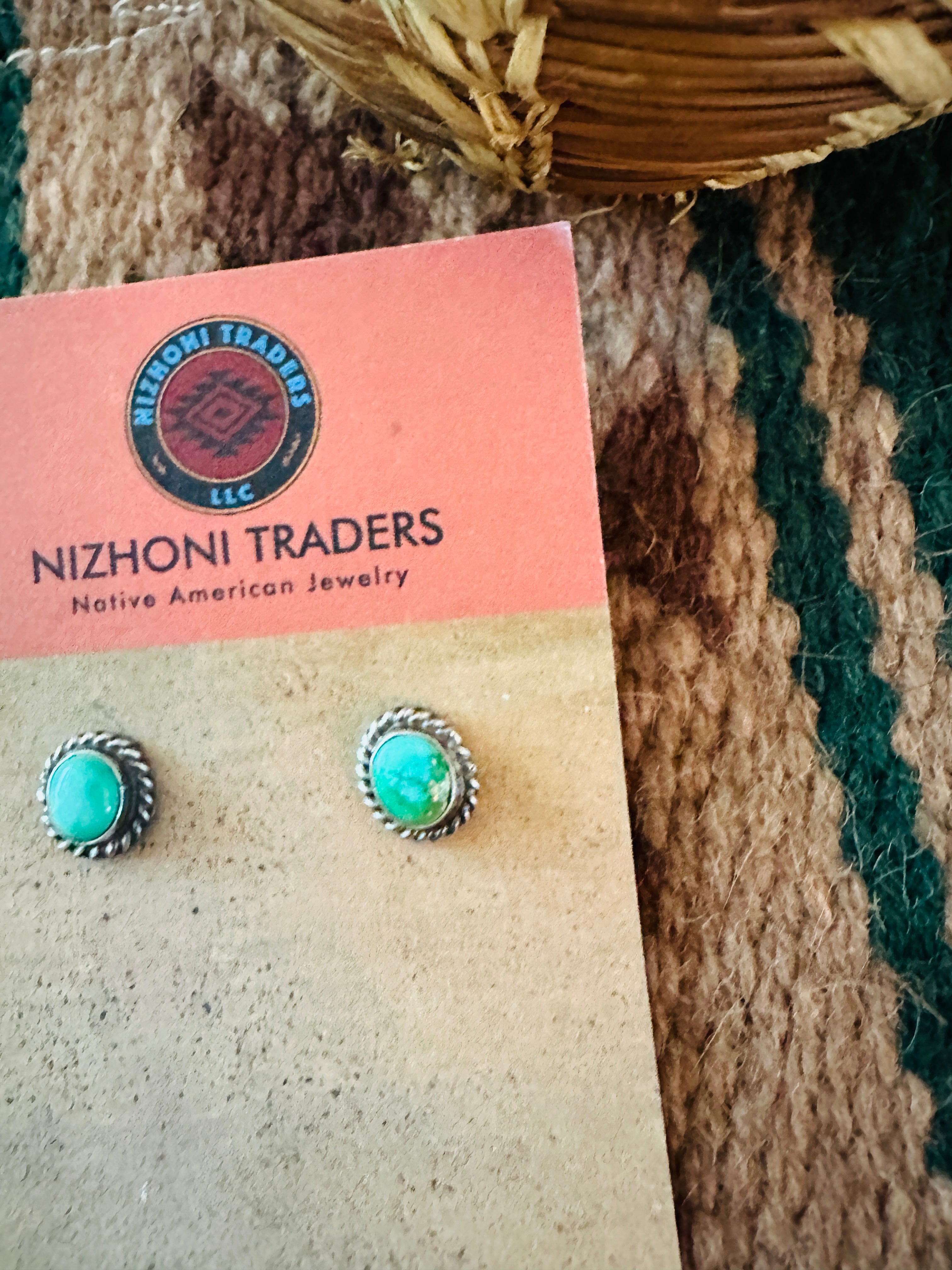 Handcrafted Sonoran Mountain Turquoise & Sterling Silver Stud Earrings