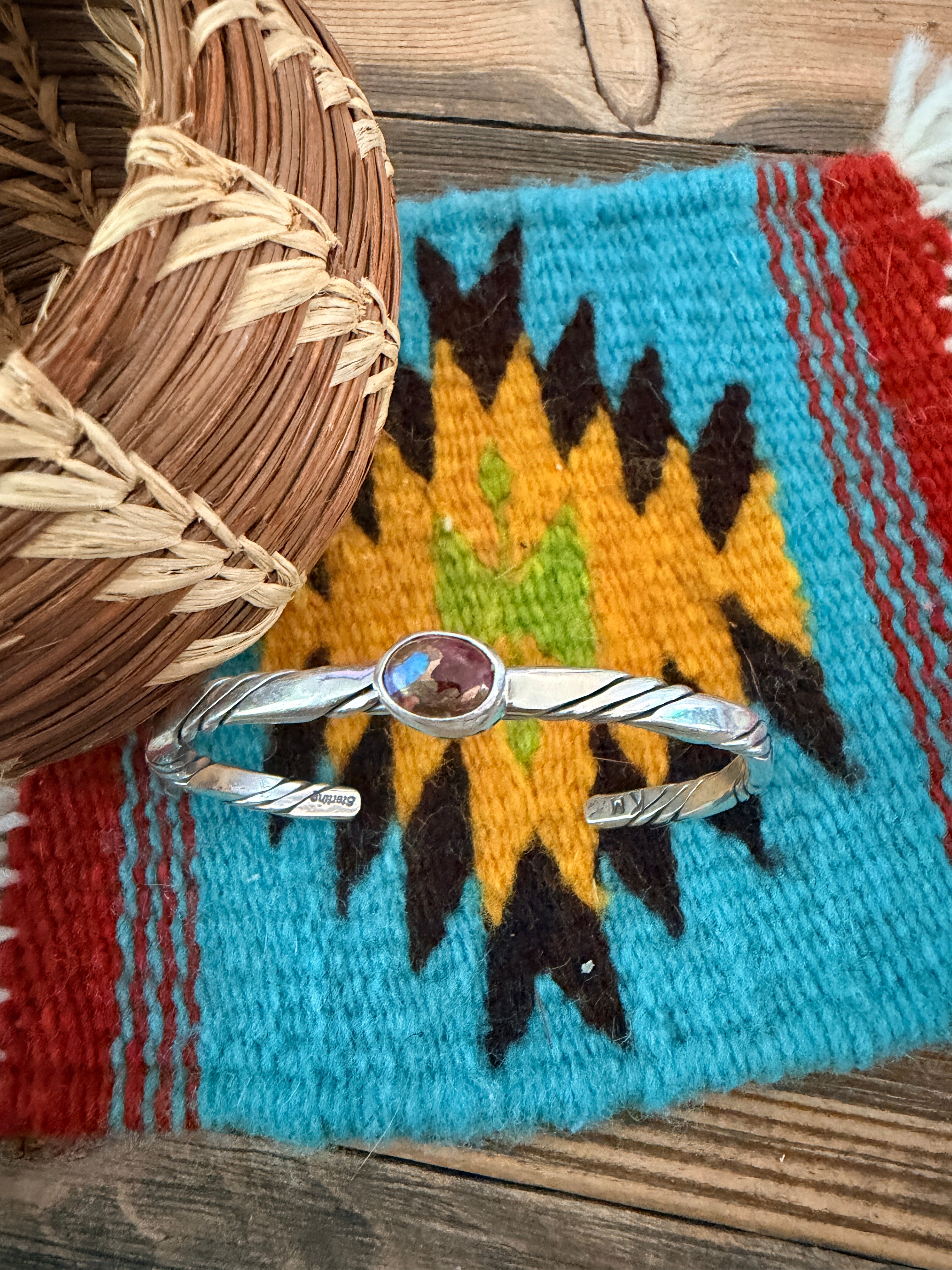 Handcrafted Pink Dream Mojave & Sterling Silver Cuff Bracelet