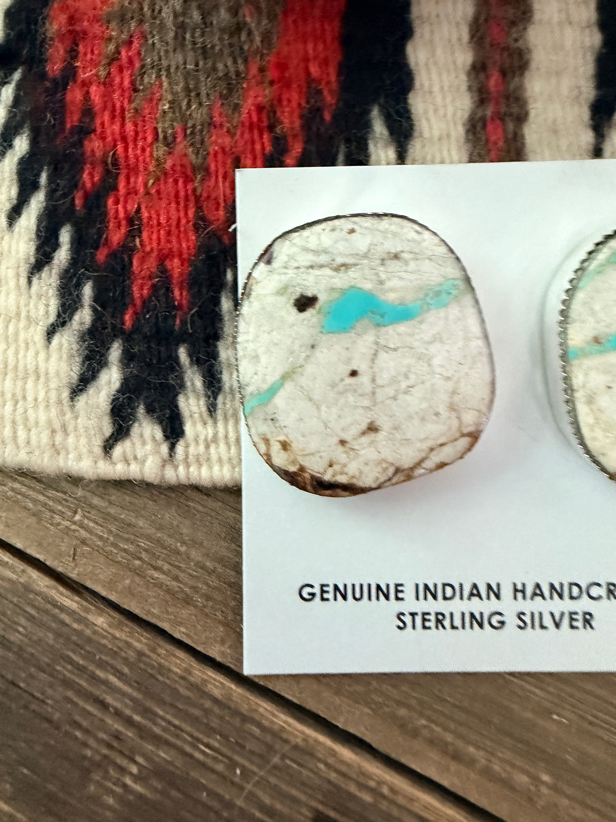 Handcrafted Ribbon Turquoise & Sterling Silver Post Earrings by Lorenzo Arviso Jr.