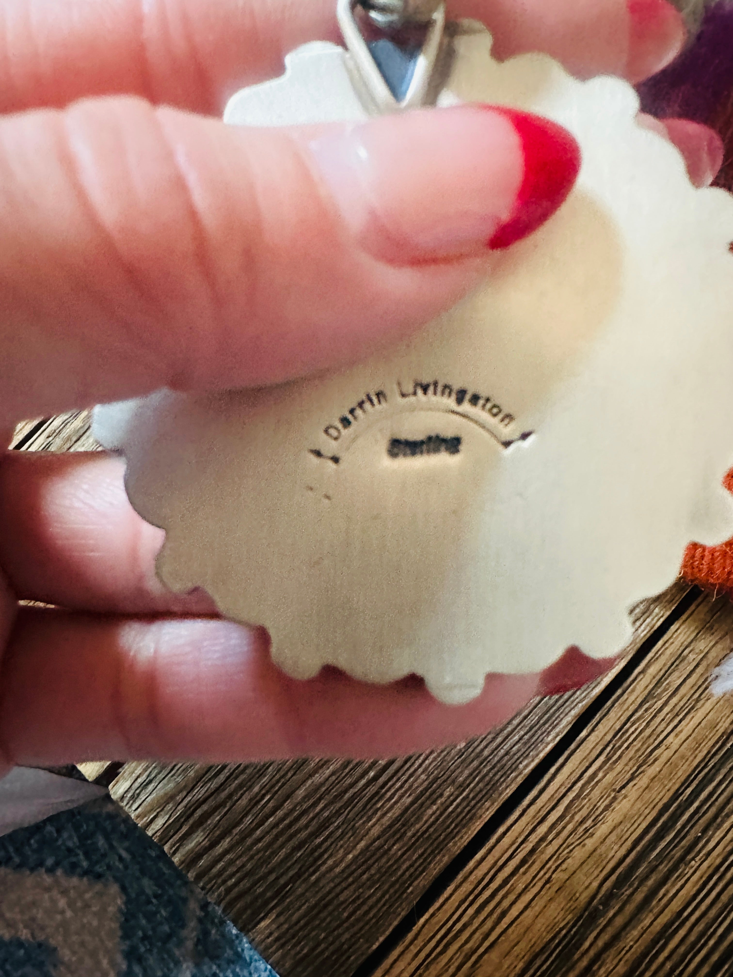 Handcrafted Sterling Silver and Coral Liberty Coin Pendant by Darrin Livingston