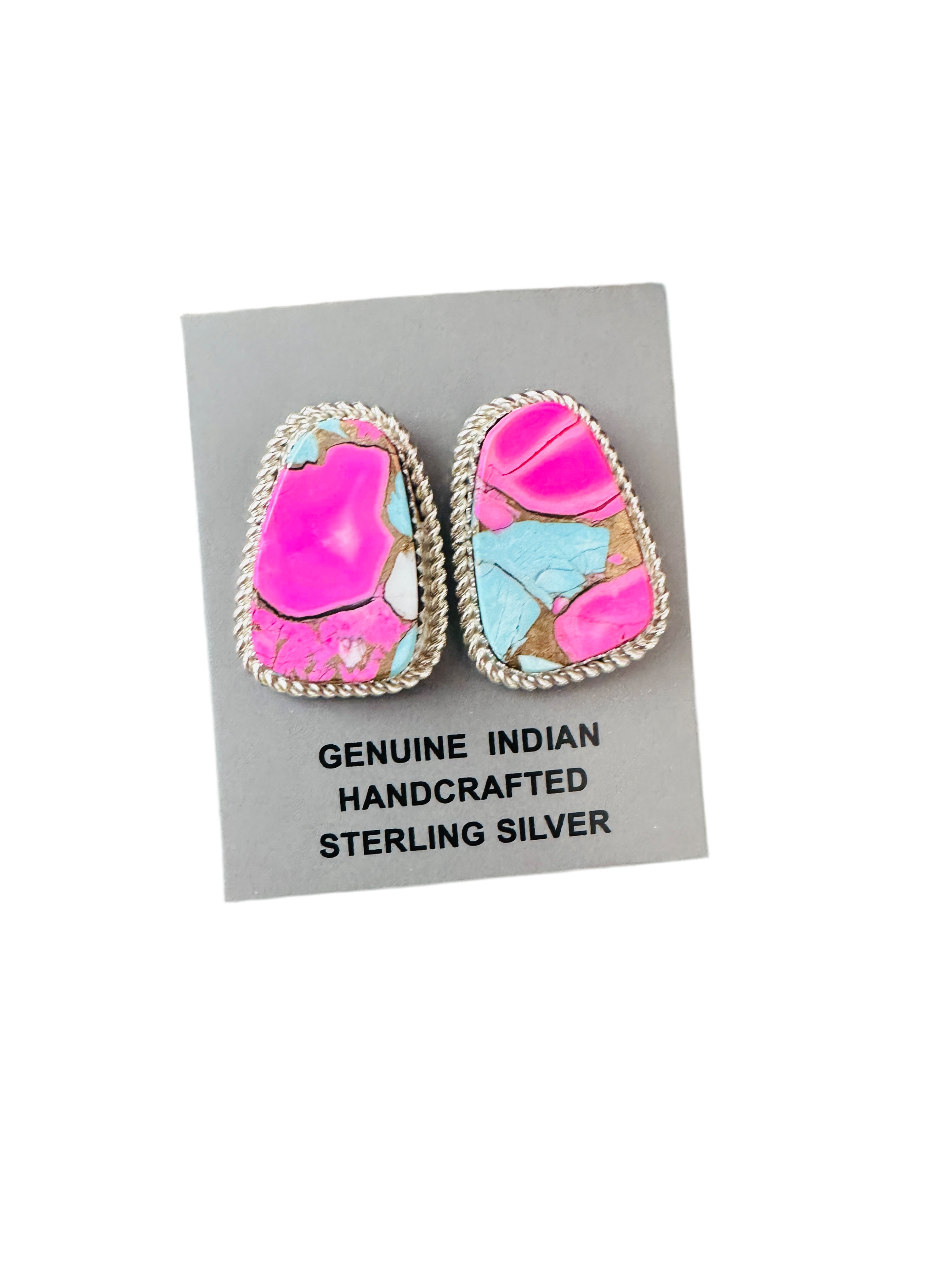 Handcrafted Cotton Candy and Sterling Silver Post Earrings