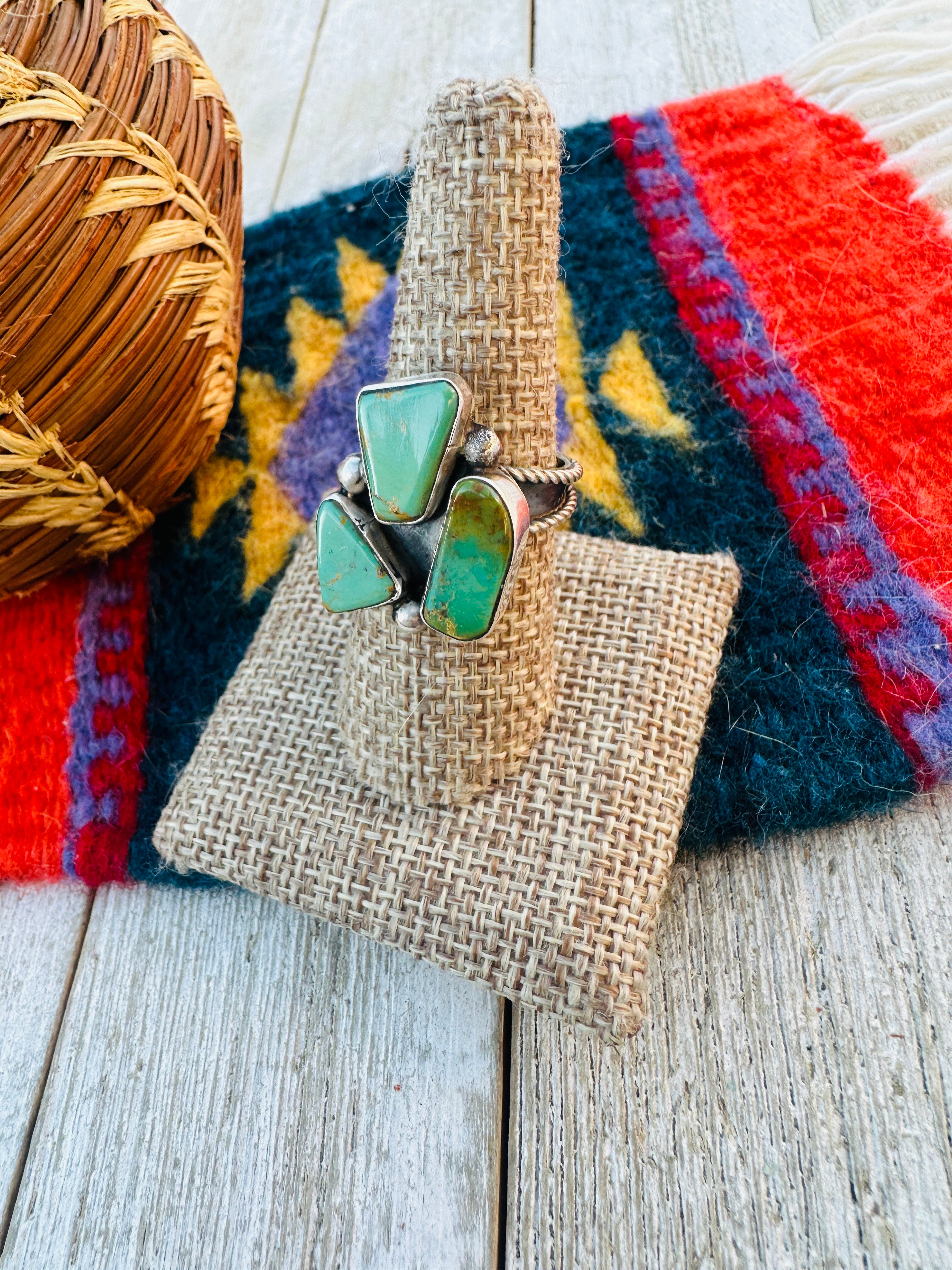 Handcrafted Royston Turquoise & Sterling Silver Adjustable Ring by Jacqueline Silver