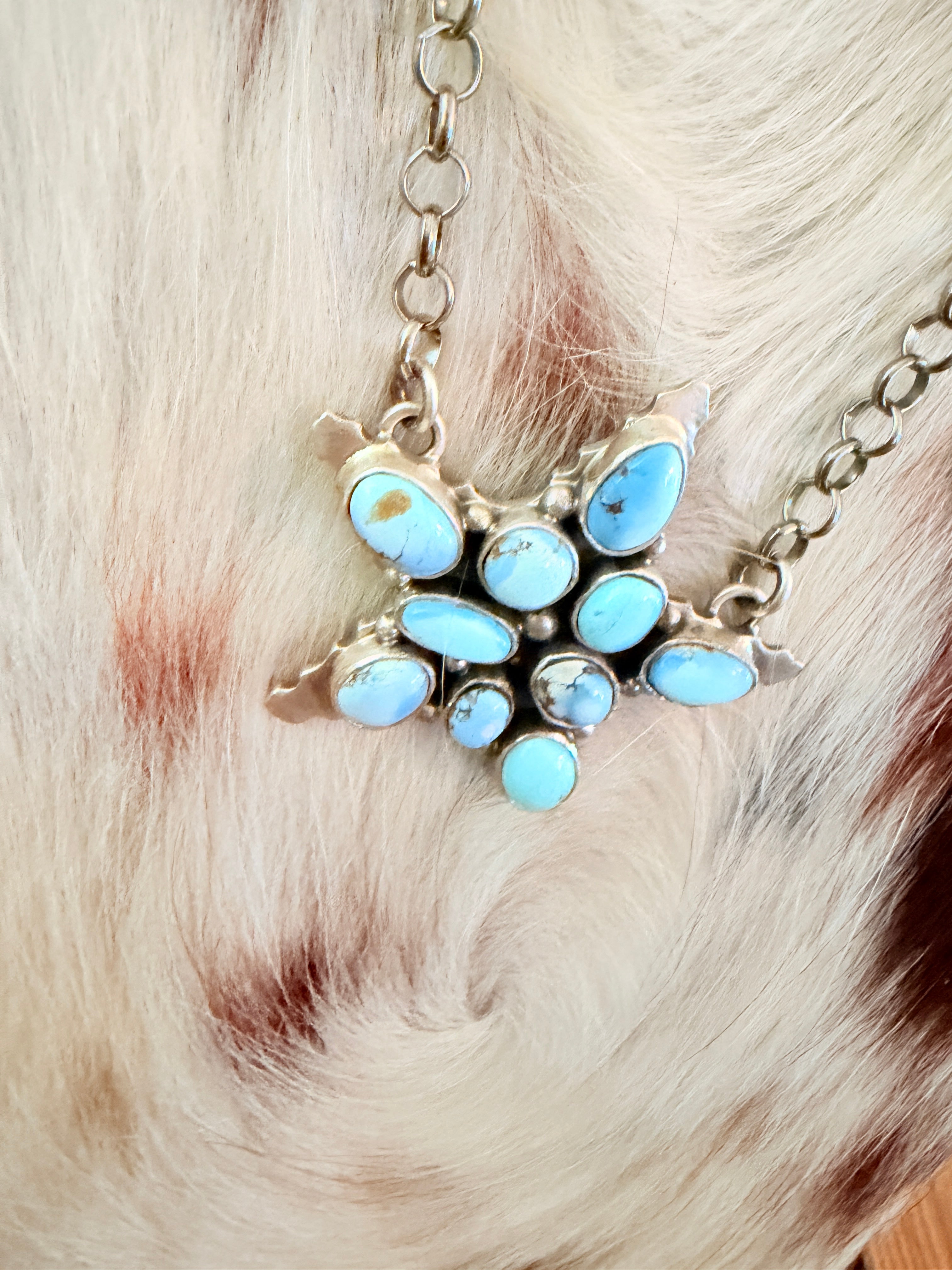 Handcrafted Golden Hills Turquoise & Sterling Silver Star Necklace by Emer Thompson