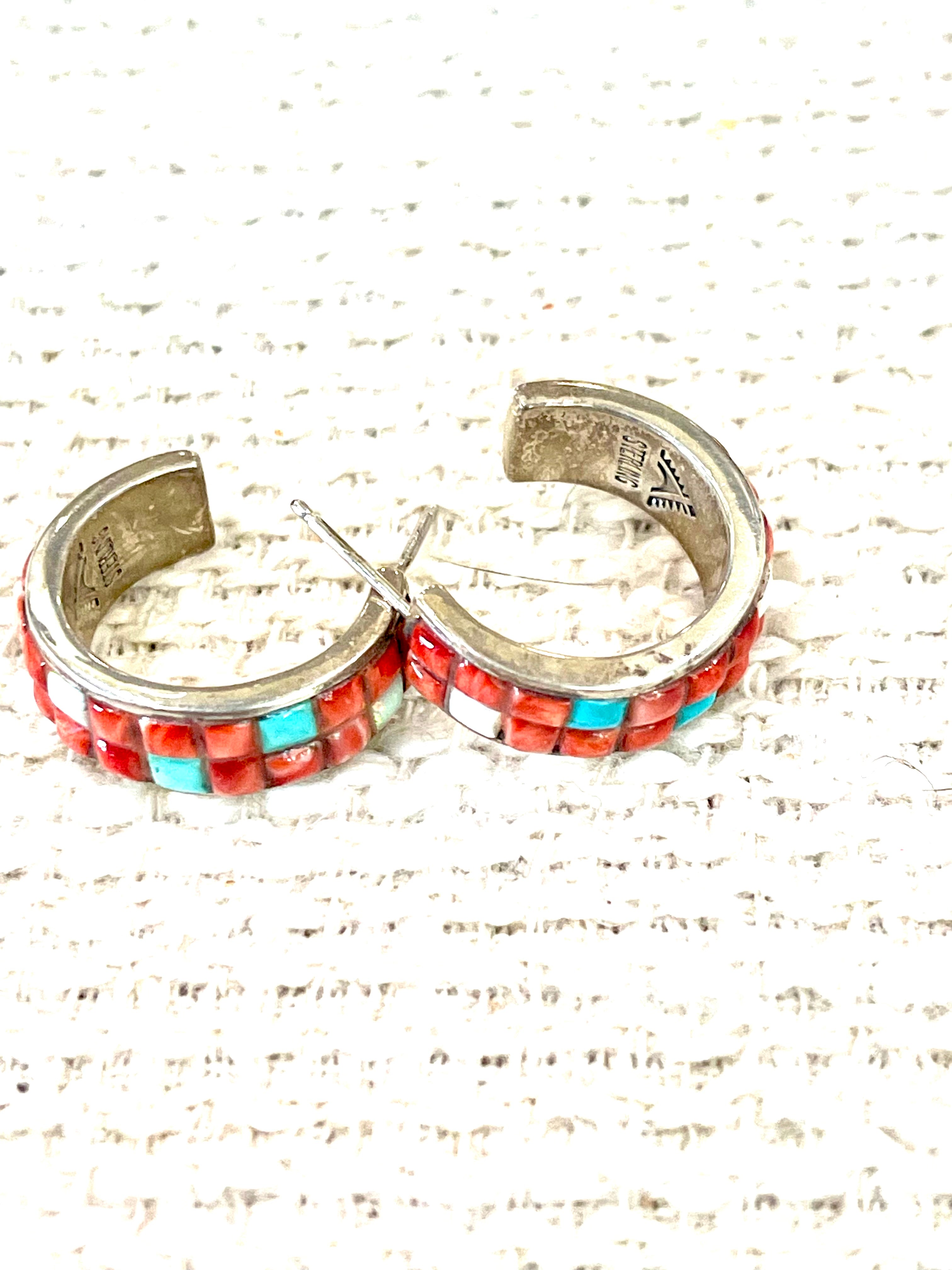 Gorgeous Handmade Sterling Silver & Multi Stone Hoop Earrings