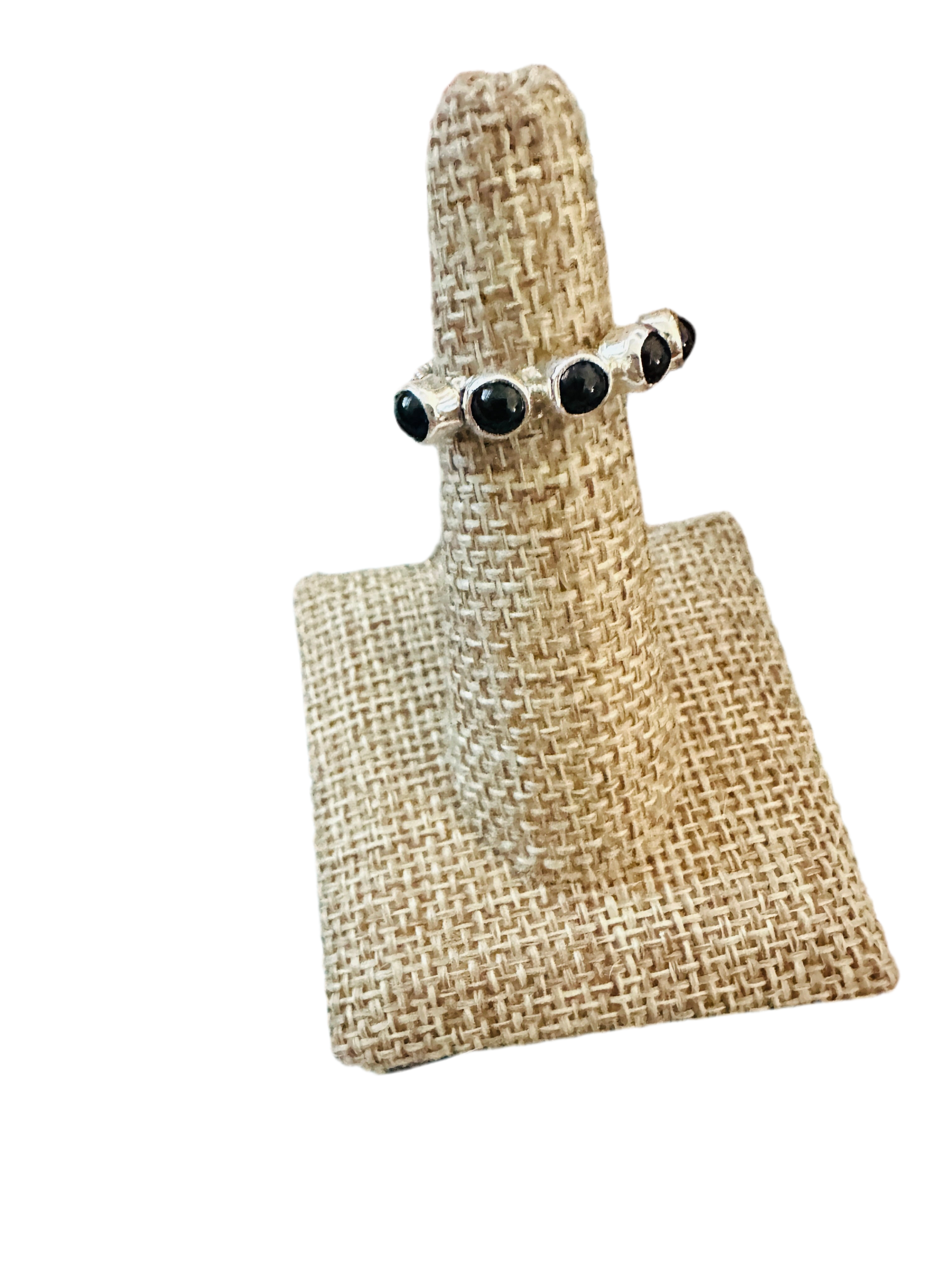 Navajo Onyx & Sterling Silver Band Ring Size 5