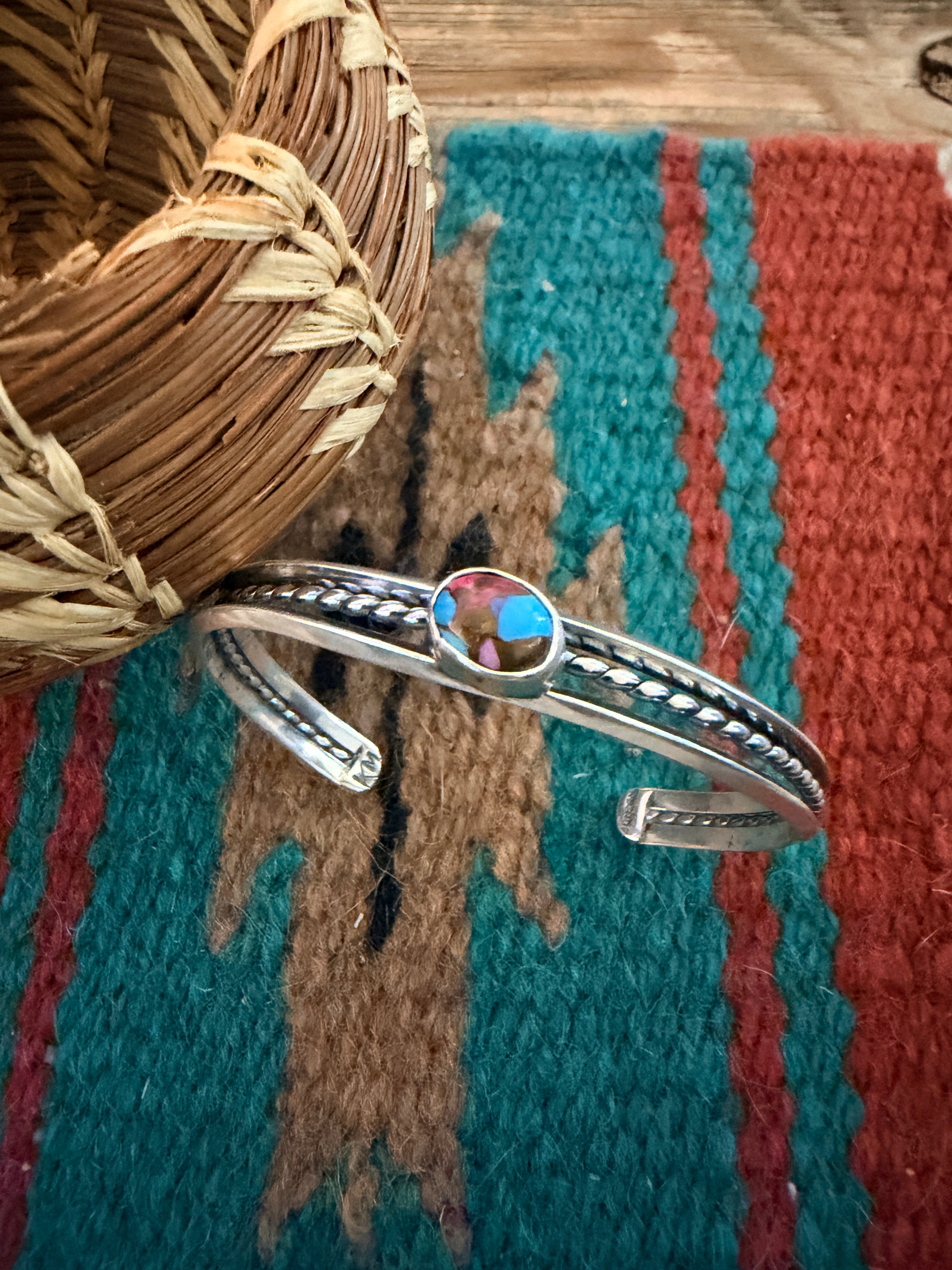 Handcrafted Pink Dream Mojave & Sterling Silver Cuff Bracelet