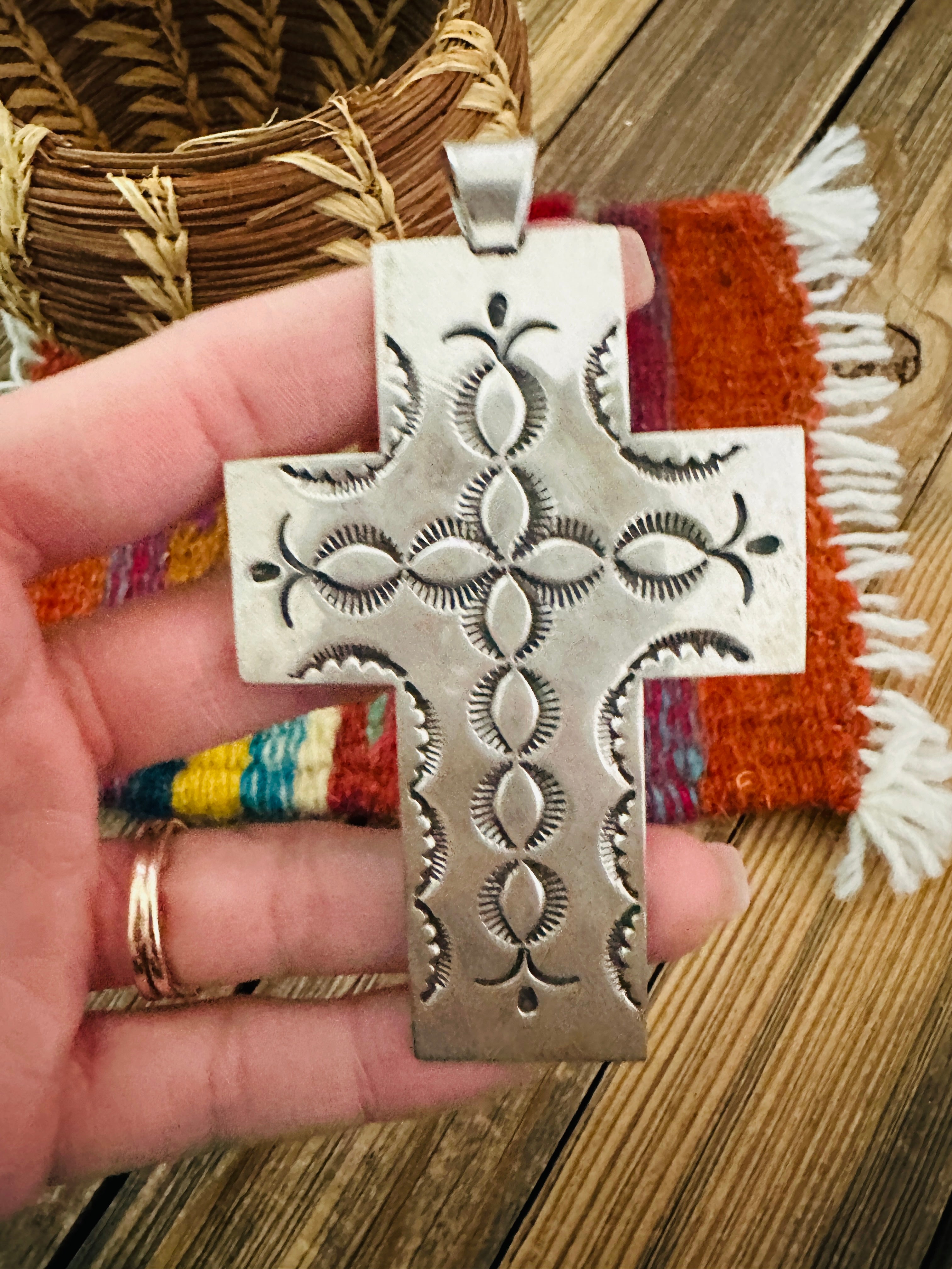 Handcrafted Sterling Silver Cross Pendant by Douglas Etsitty