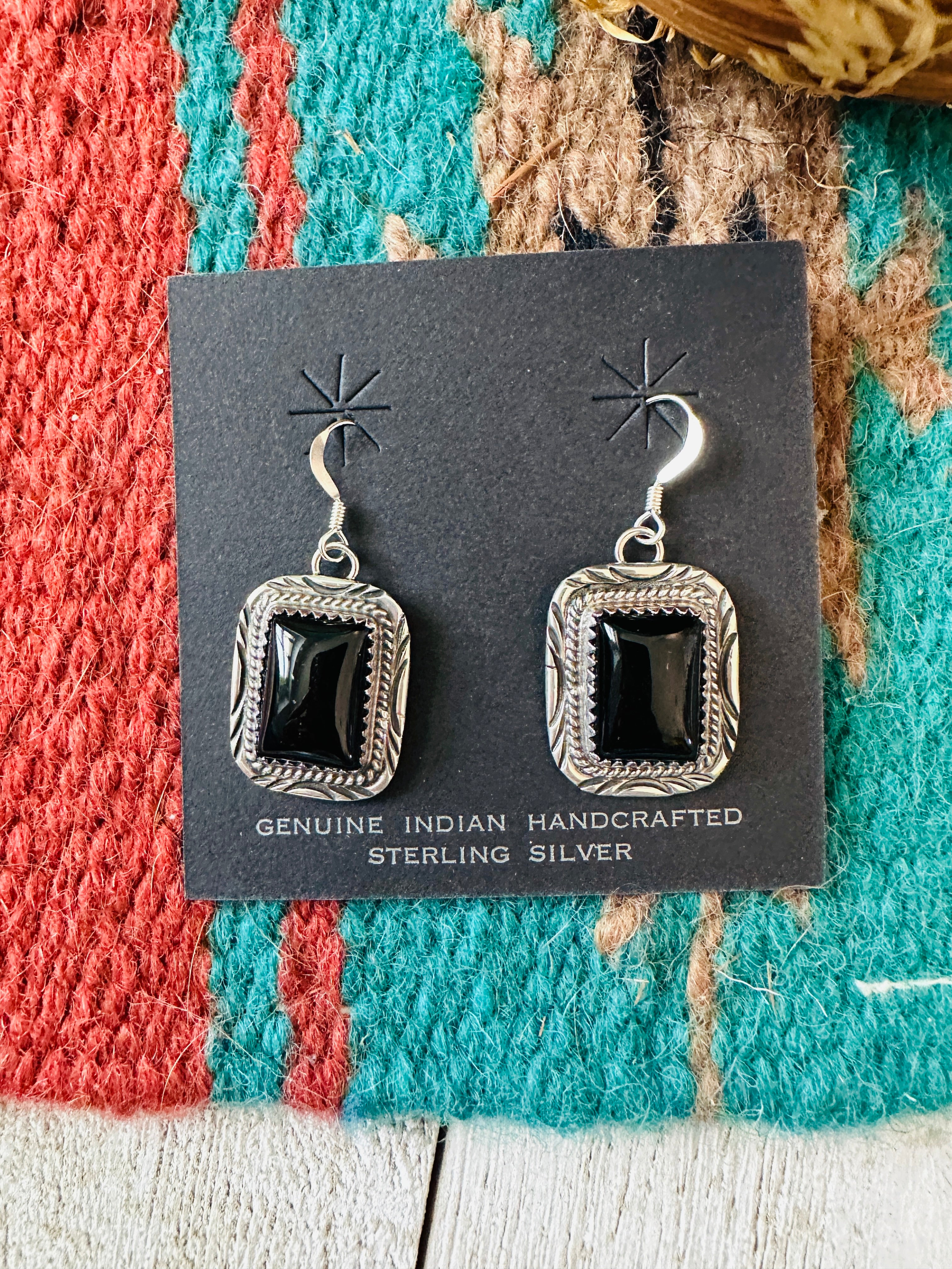 Handcrafted Onyx & Sterling Silver Dangle Earrings