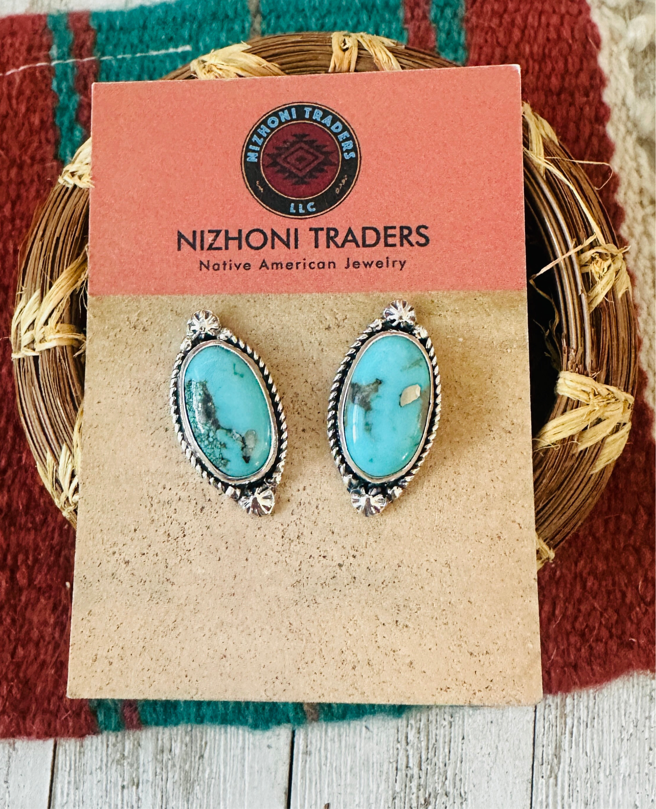 Handcrafted Sterling Silver & Turquoise Post Earrings