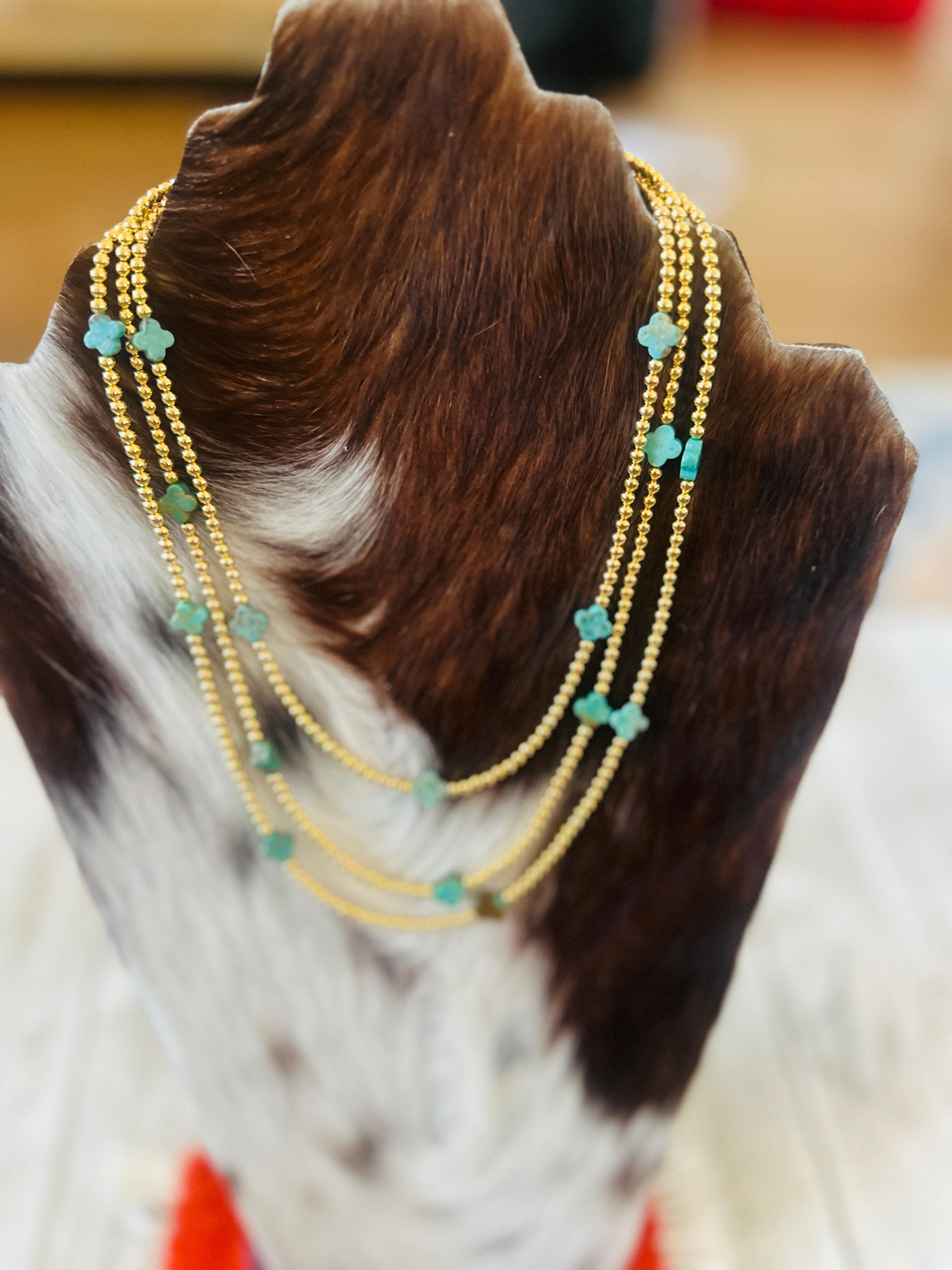 Handcrafted Gold Plated Sterling Silver & Turquoise Beaded Necklace