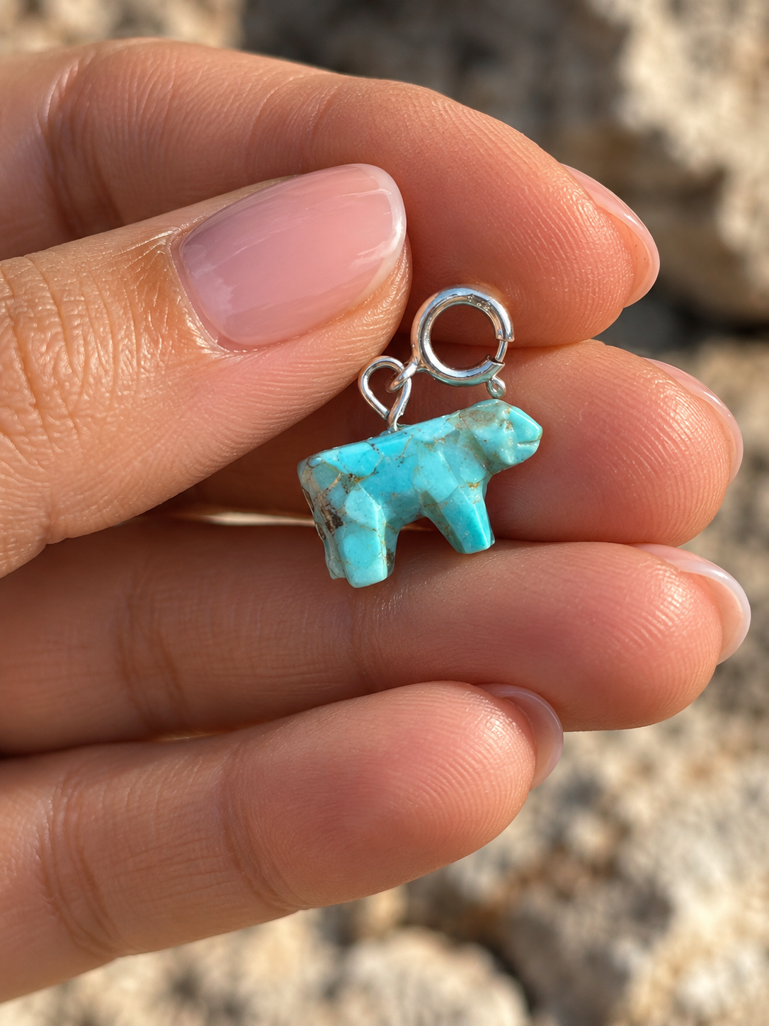 Handcrafted Turquoise Cow Charm