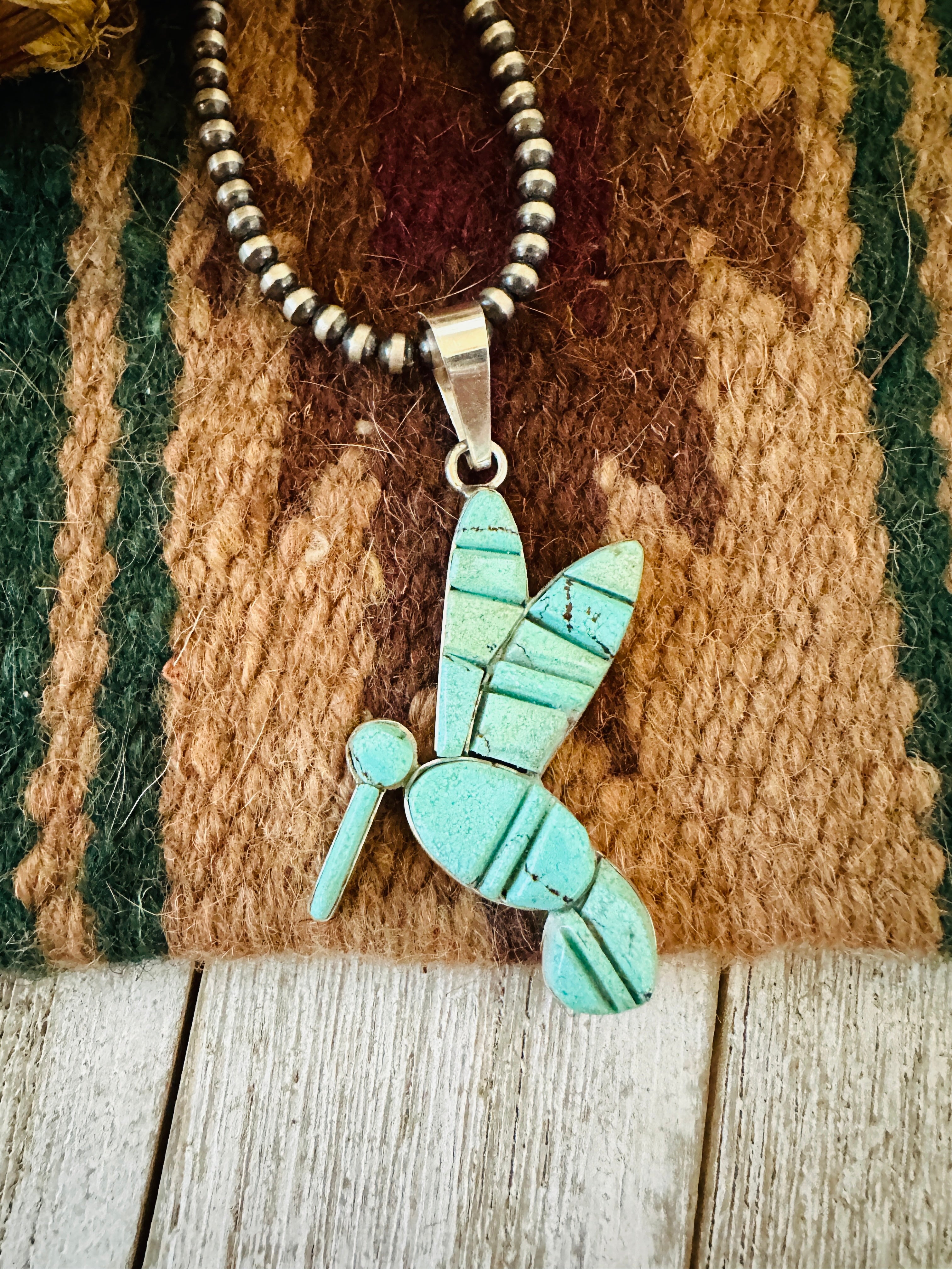 Handcrafted Sterling Silver & Turquoise Inlay Dragonfly Pendant
