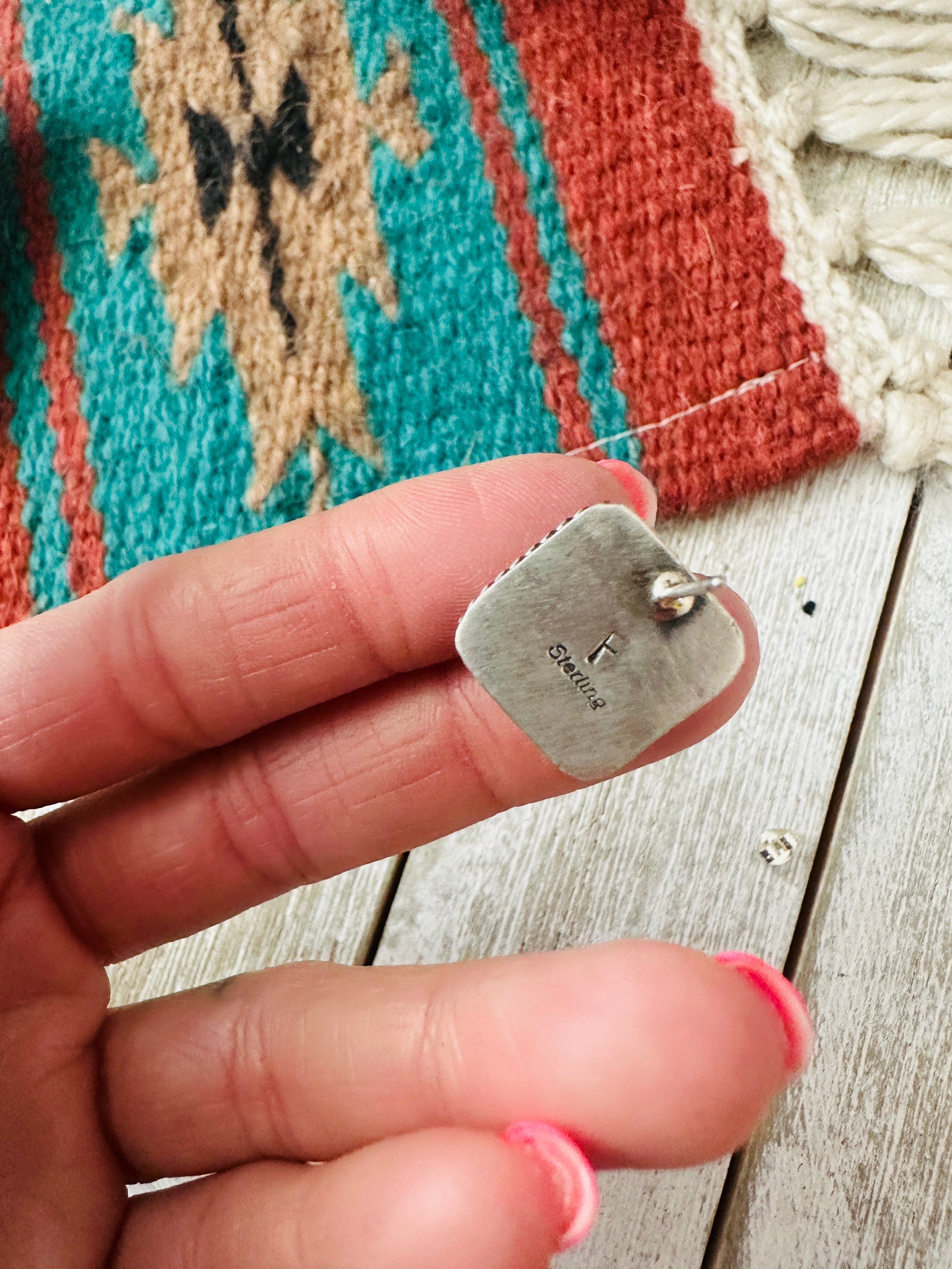 Handcrafted Cotton Candy and Sterling Silver Stud Earrings- Blue