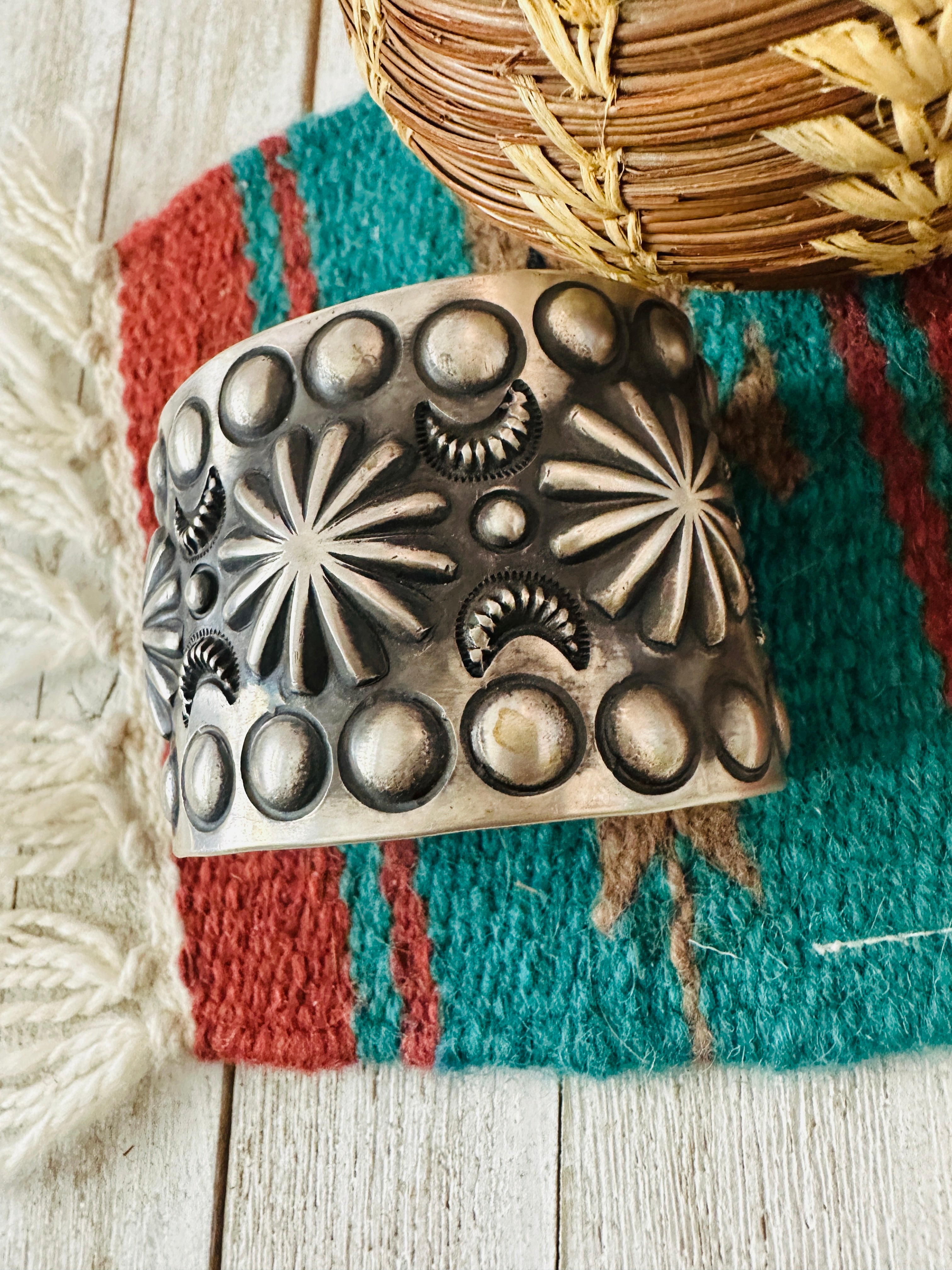 Handcrafted Hand Stamped Sterling Silver Cuff Bracelet