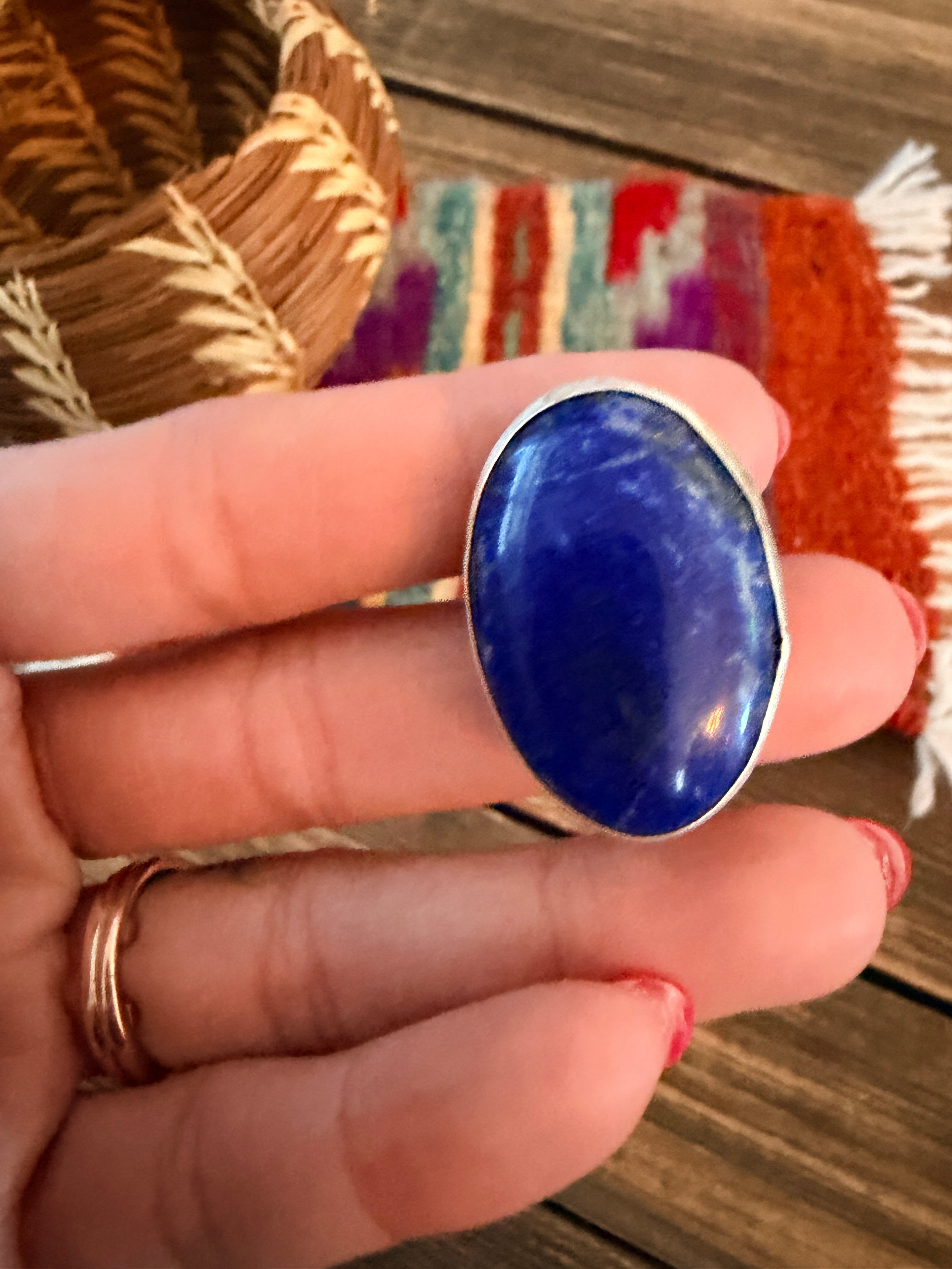 Handcrafted Lapis & Sterling Silver Hair Tie Charm