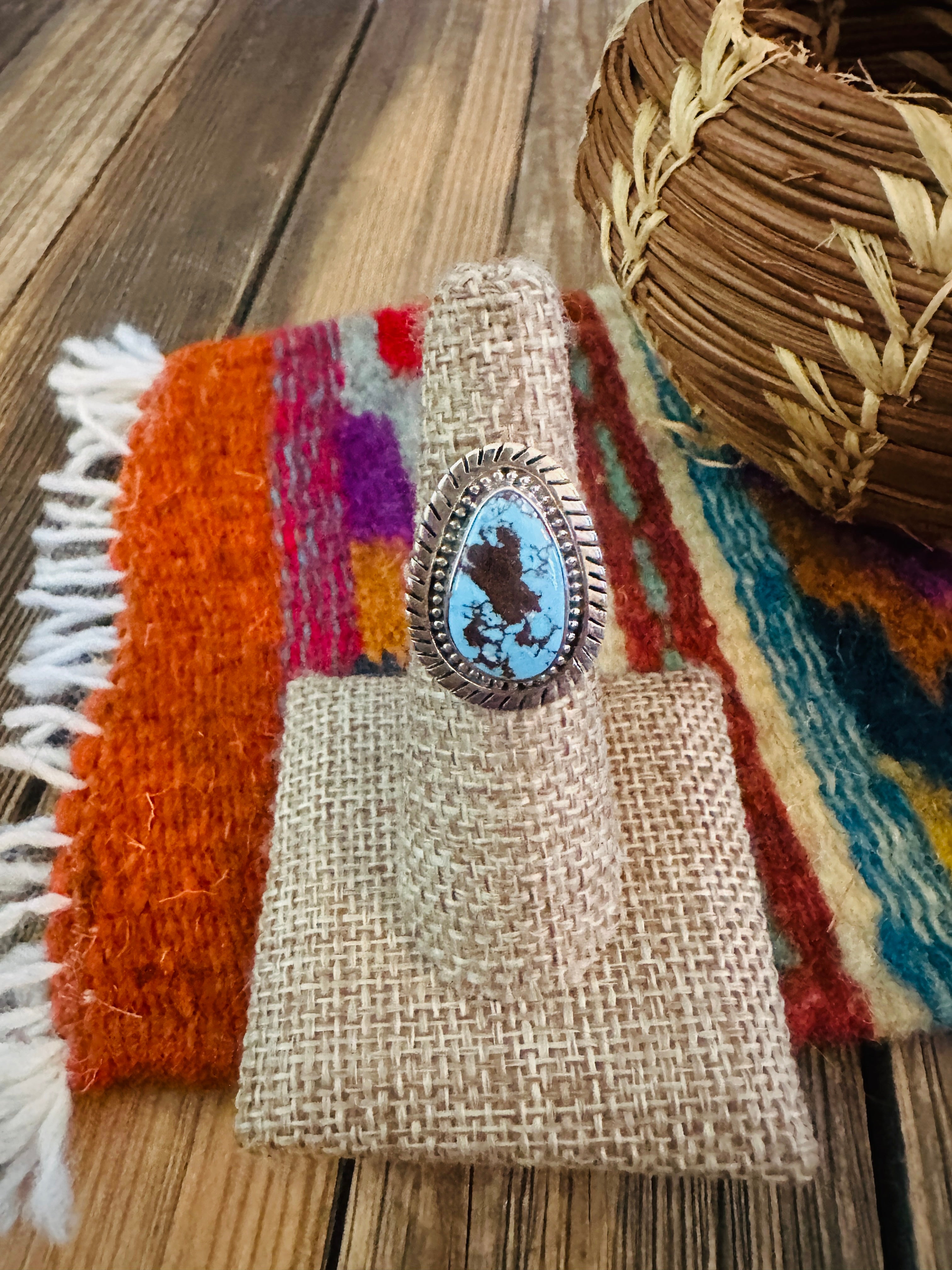 Handcrafted Golden Hills Turquoise & Sterling Silver Ring Size 6