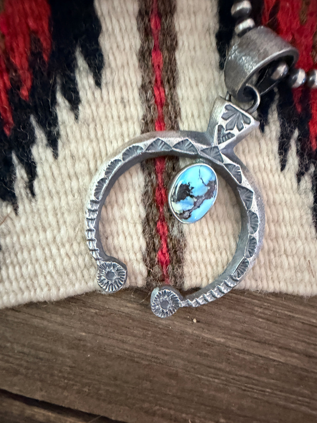 Handcrafted Sterling Silver & Golden Hills Turquoise Naja Pendant by Kevin Billah