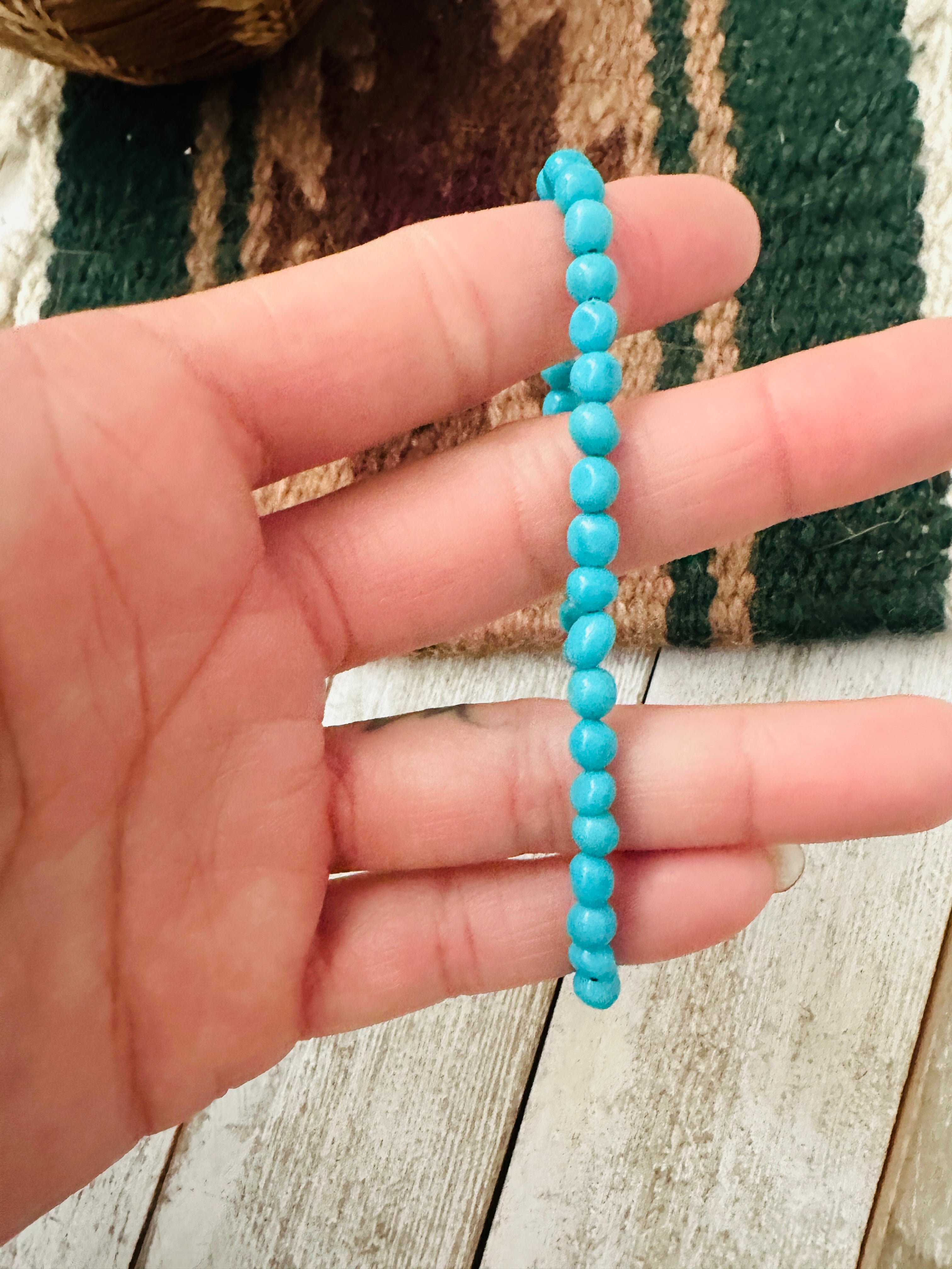 Handcrafted Sterling Silver and Turquoise Beaded Bracelet