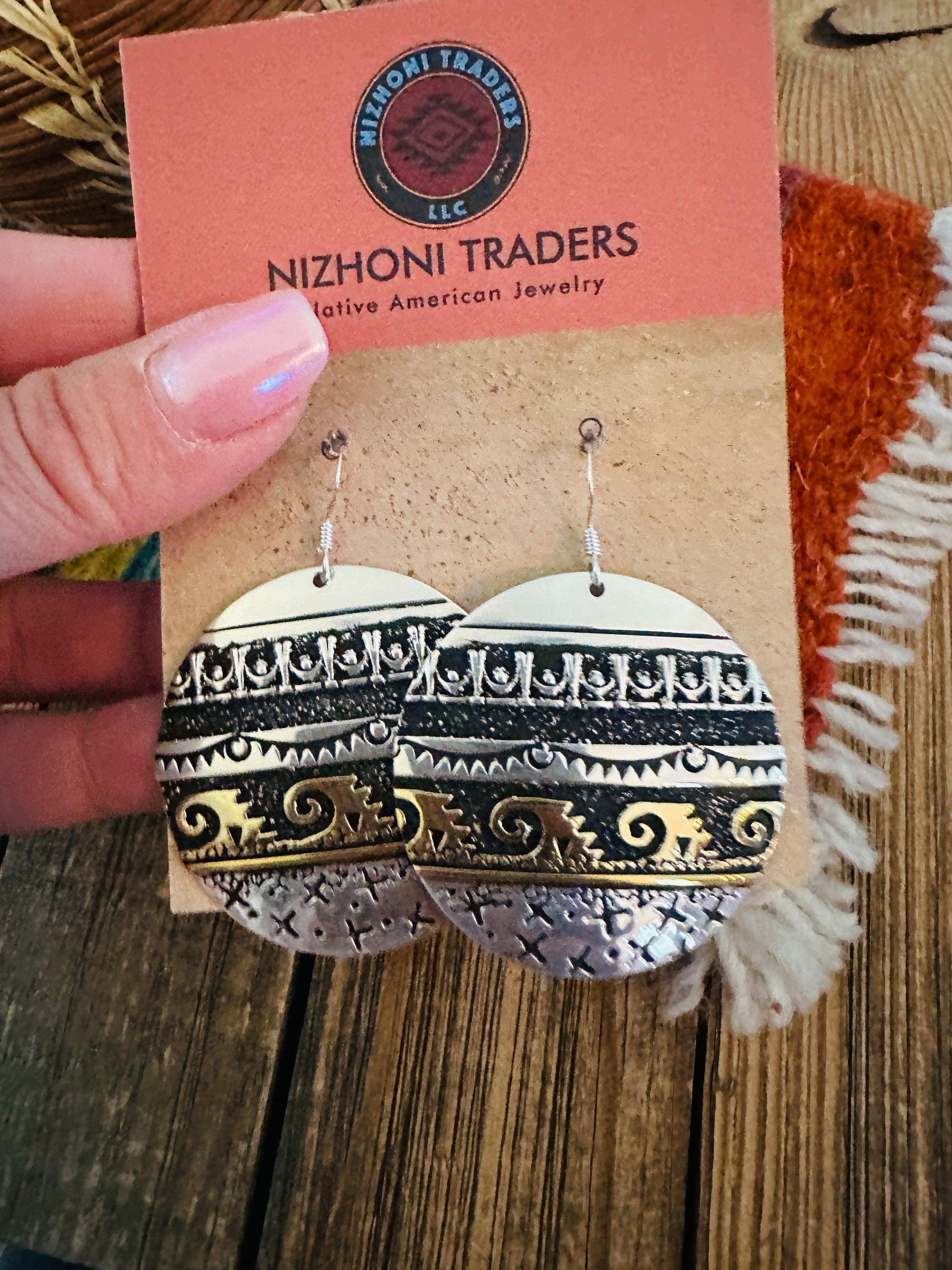 Handcrafted Sterling Silver & Copper Dangle Earrings by Rose Singer