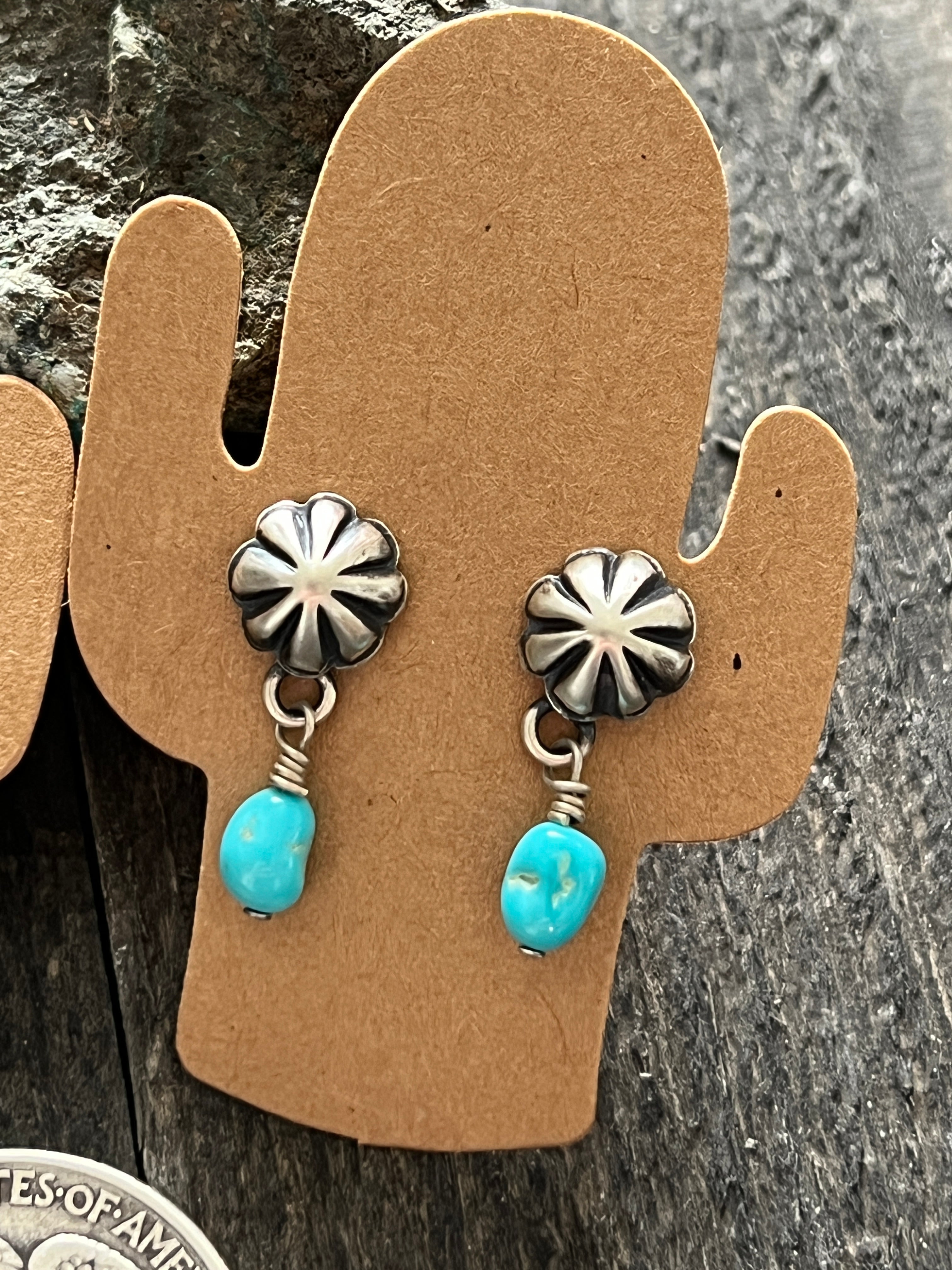 Handcrafted Summer Lovin’ Sterling Silver and Turquoise Concho Post Earrings