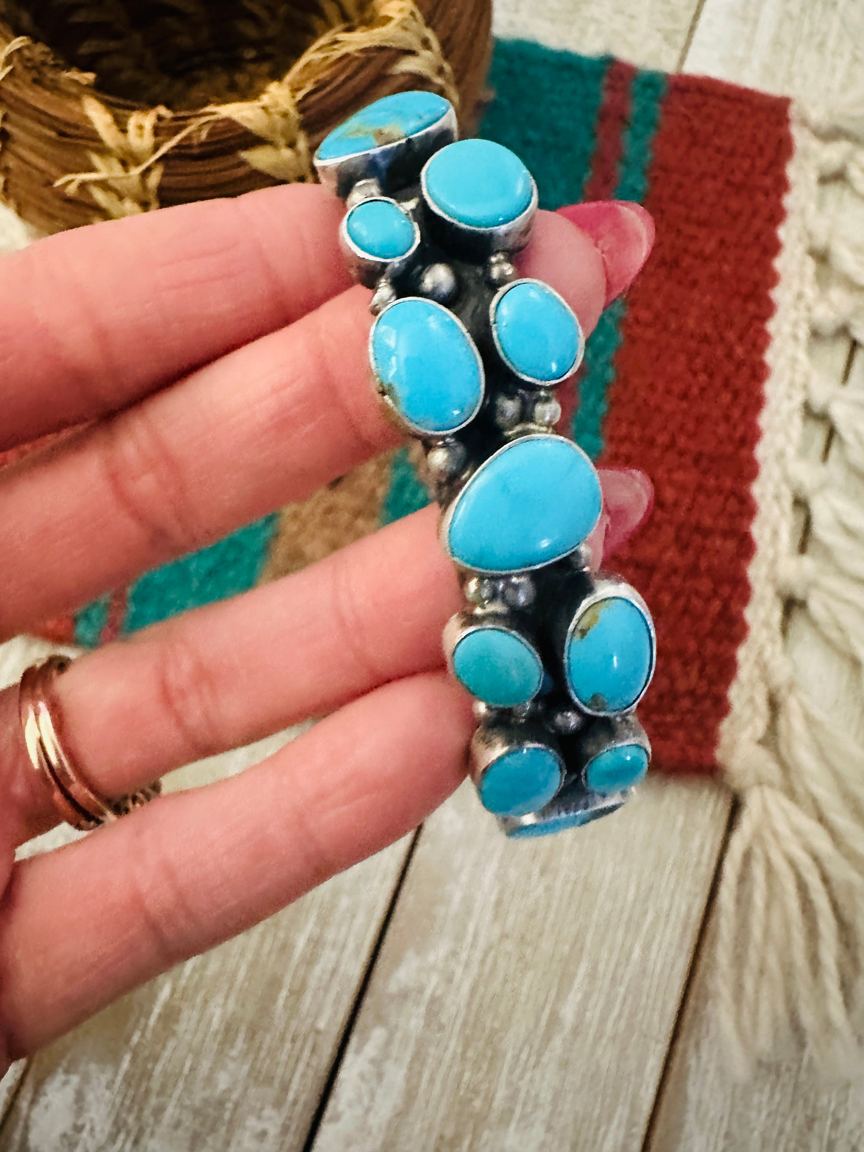 Handcrafted Turquoise & Sterling Silver Cuff Bracelet by Bobby Johnson