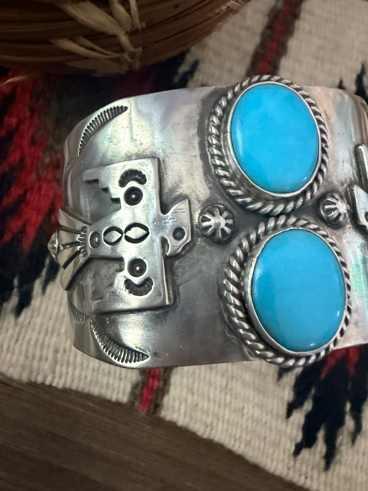 Handcrafted Turquoise & Sterling Silver Cuff Bracelet by Larry Kaye