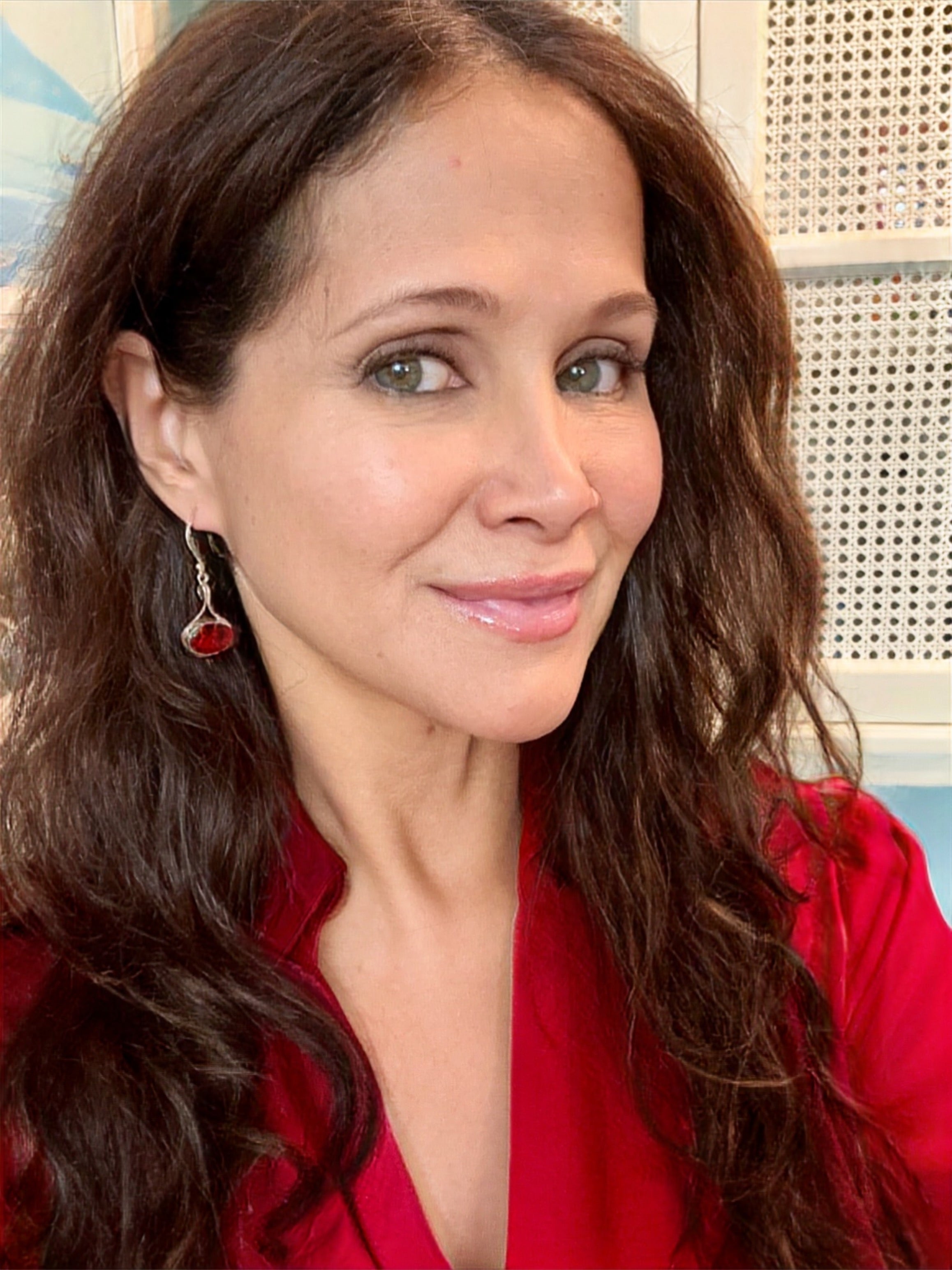 Red Jasper Oval Earrings in Wire Frame