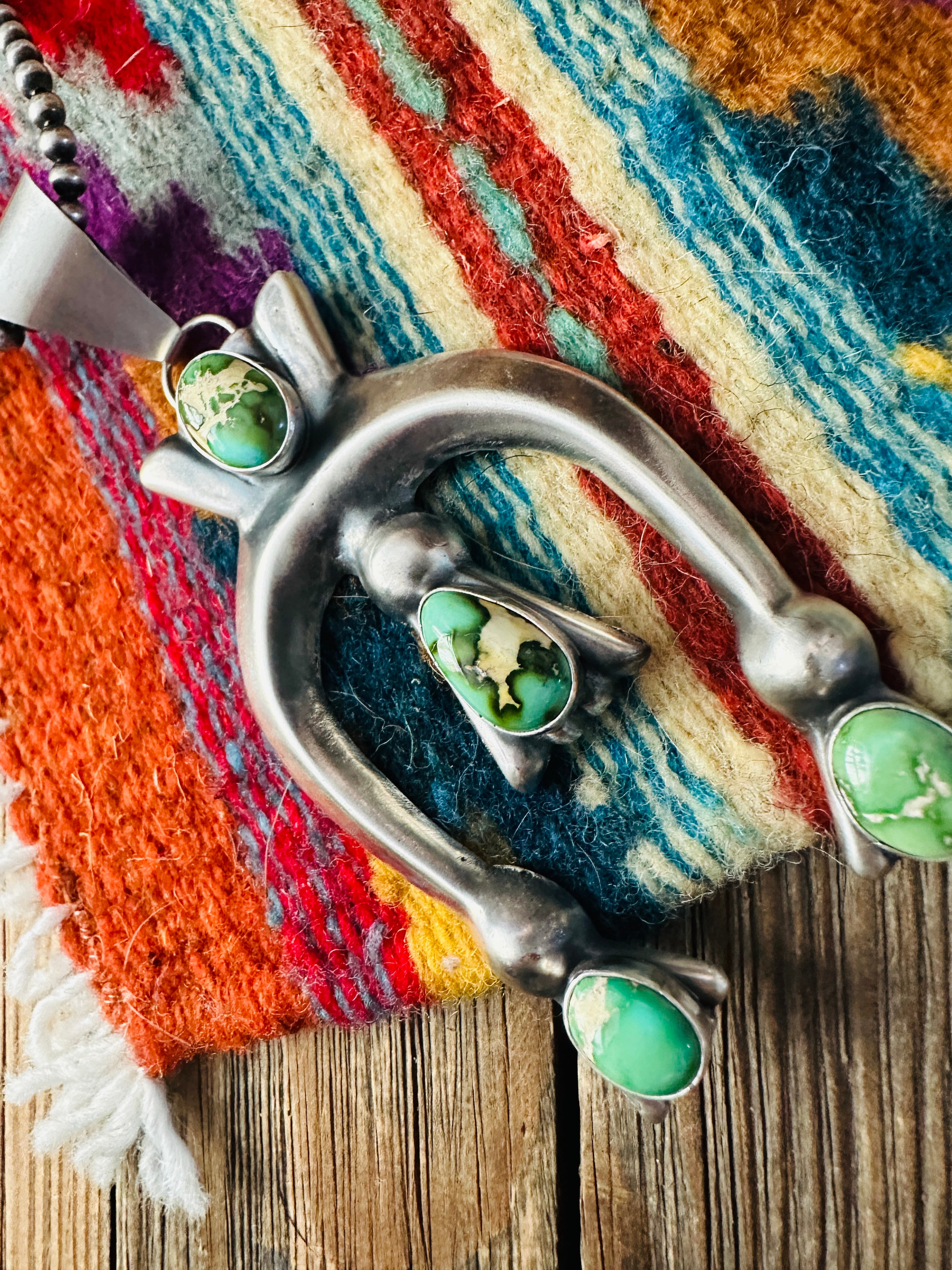 Handcrafted Sterling Silver & Sonoran Mountain Turquoise Naja Pendant by Eugene Gruber