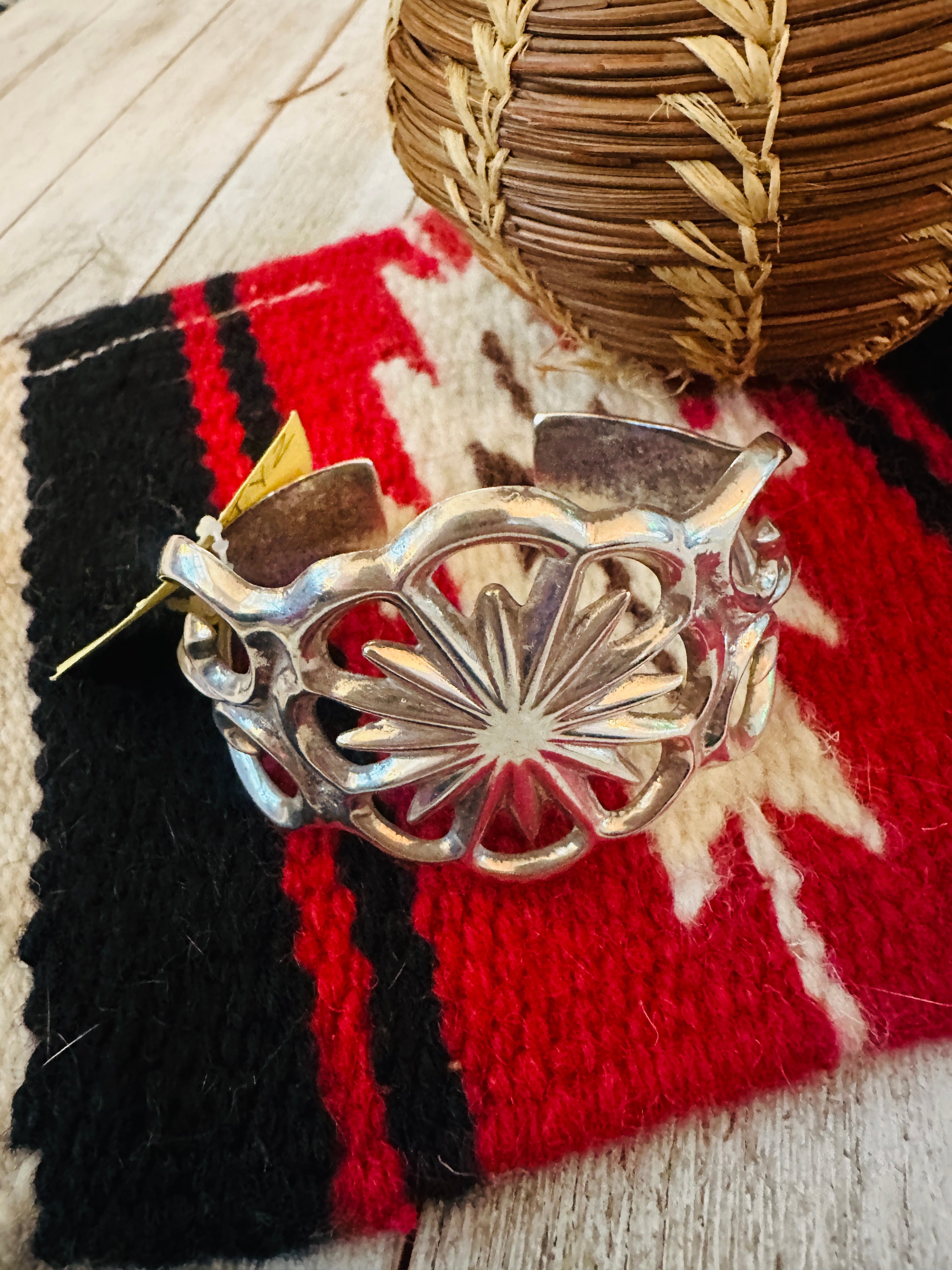 Vintage Old Pawn Hand Silver Cuff Bracelet