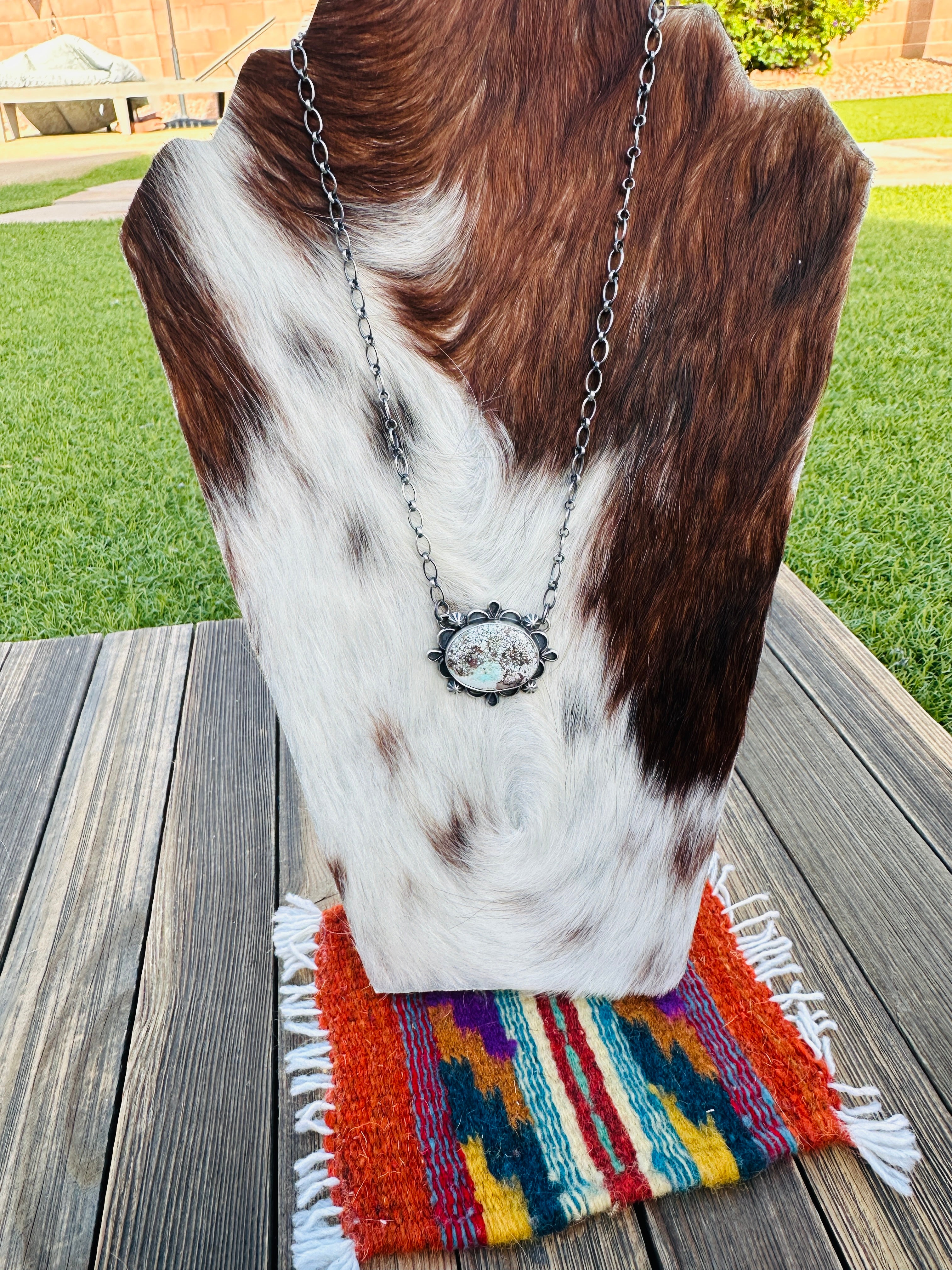 Handcrafted Dry Creek Turquoise & Sterling Silver Necklace by Jameson Garcia