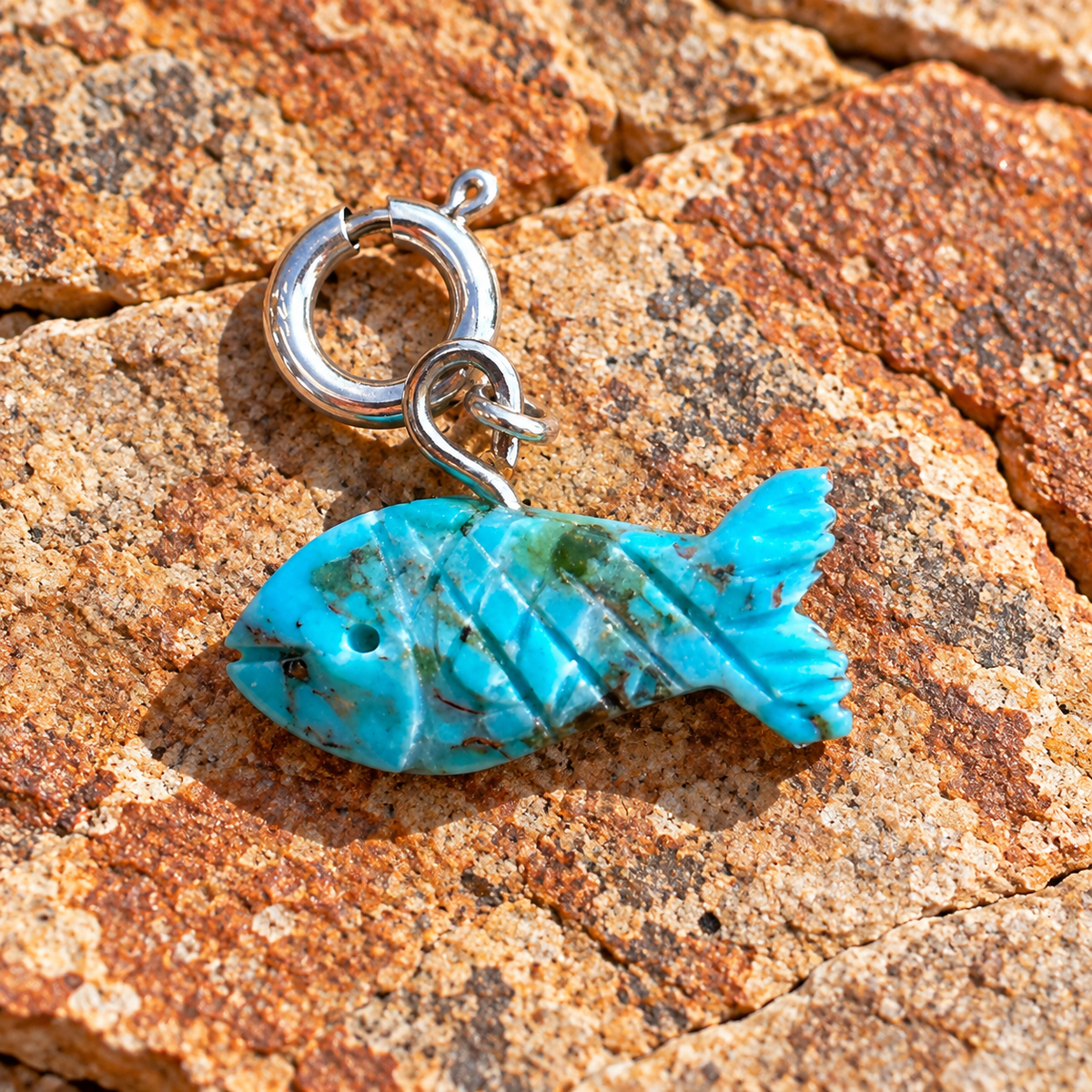 Handcrafted Turquoise Fish Charm