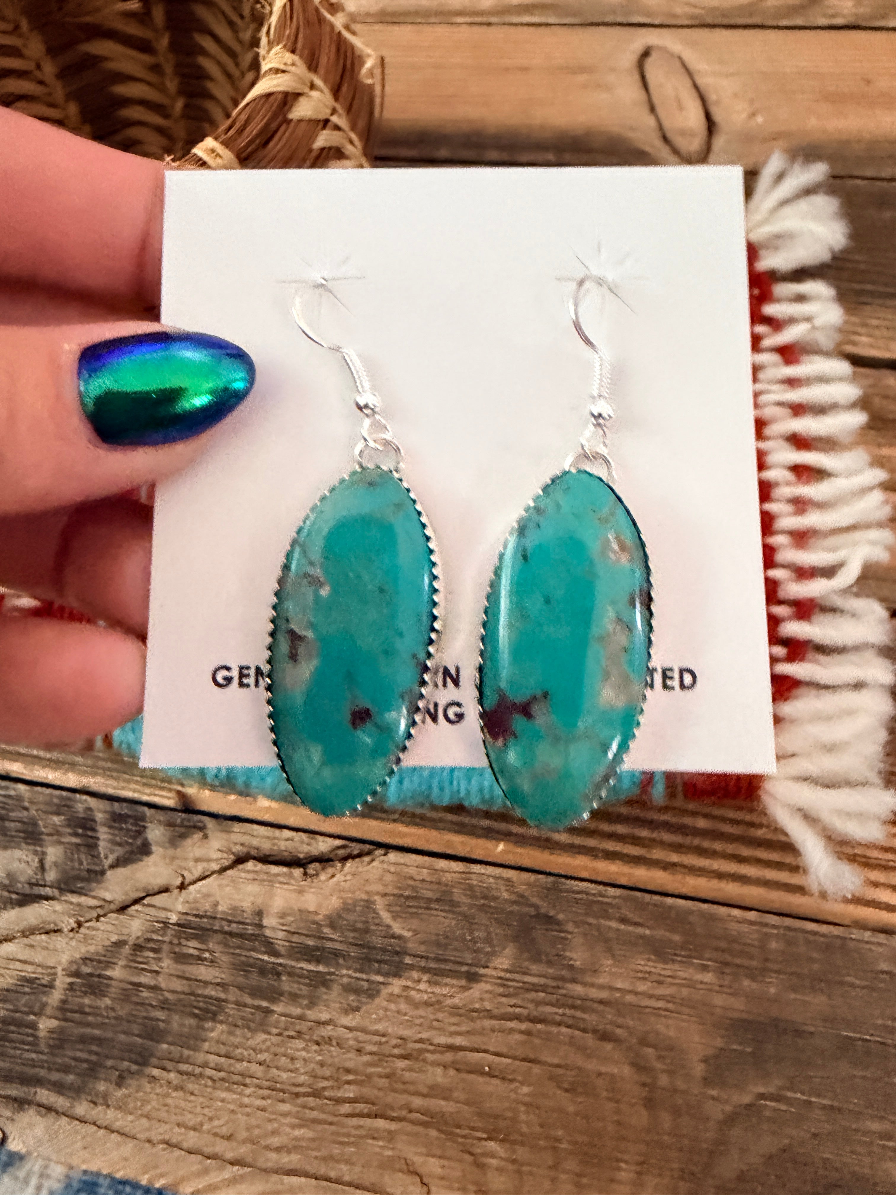 Handcrafted Kingman Turquoise & Sterling Silver Dangle Earrings