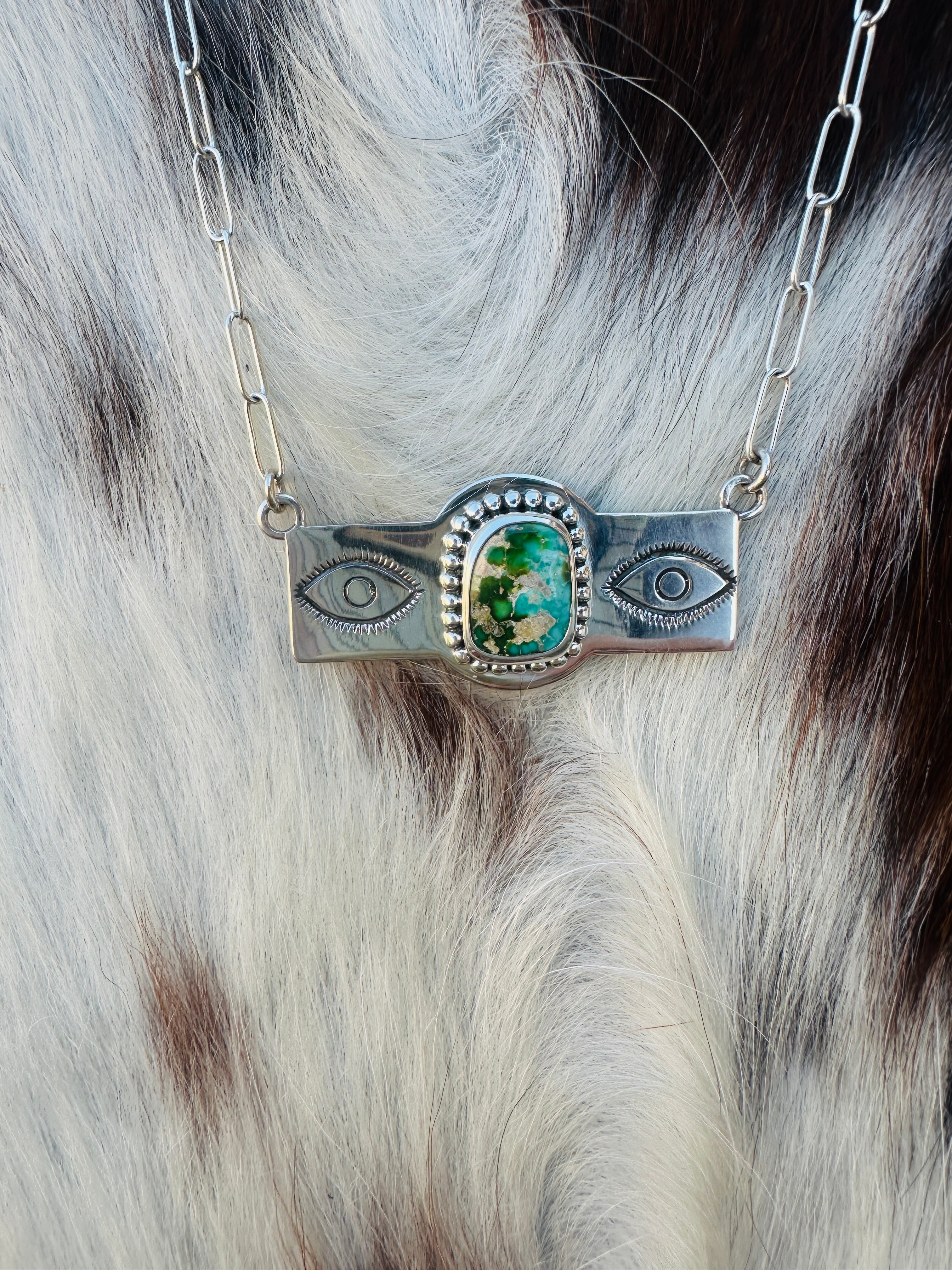 Handcrafted Sonoran Gold Turquoise & Sterling Silver Necklace