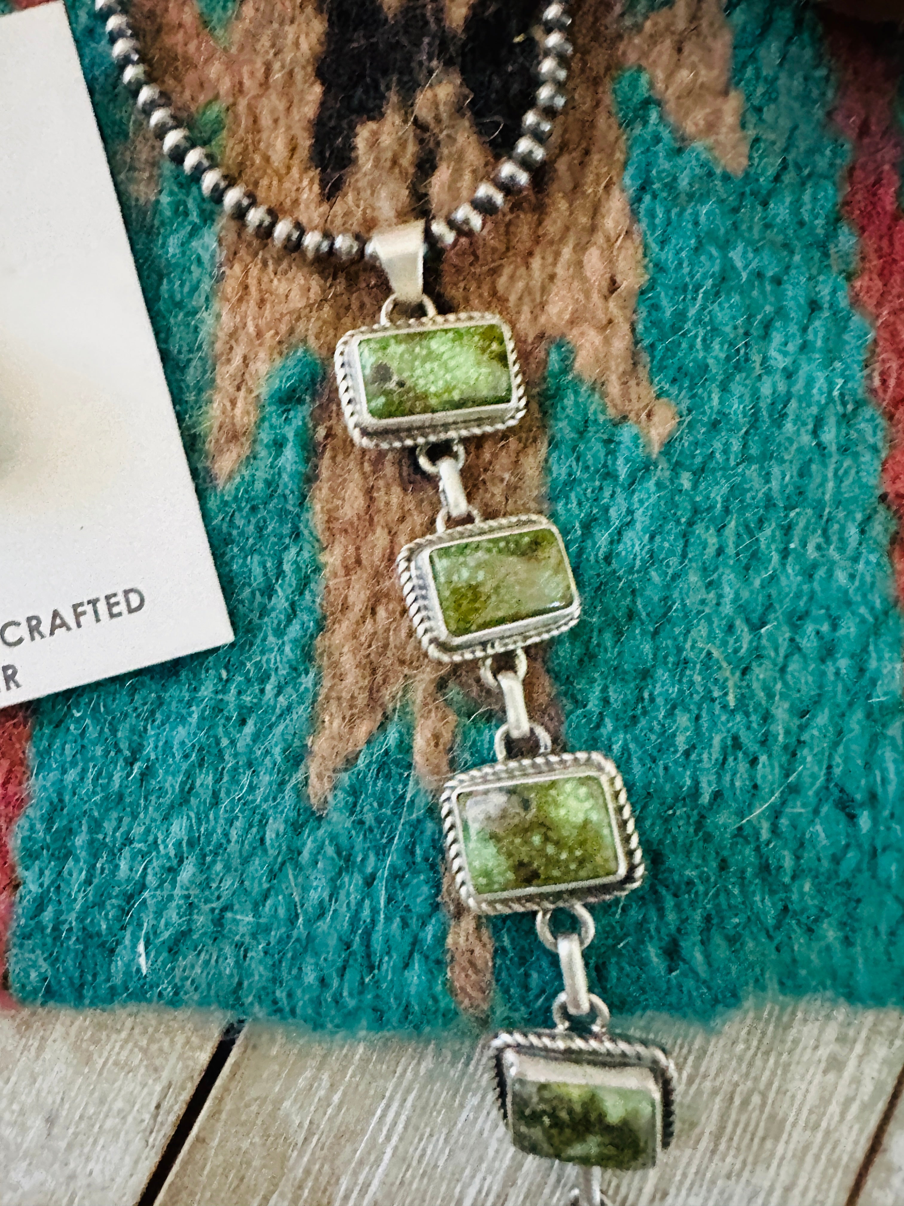 Handcrafted Sonoran Gold Turquoise & Sterling Silver Lariat Necklace Set