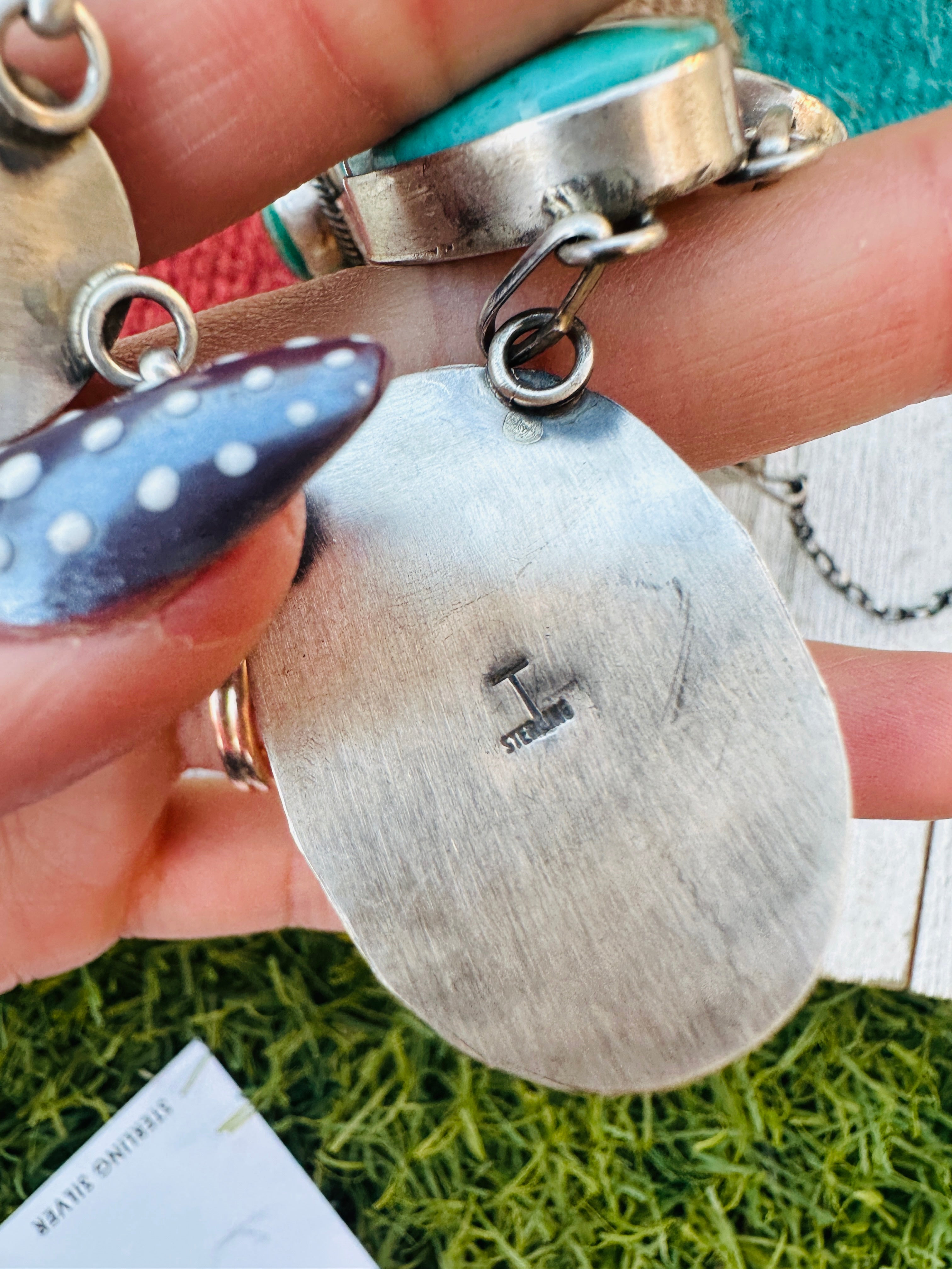 Handcrafted Royston Turquoise & Sterling Silver Necklace and Earring Set