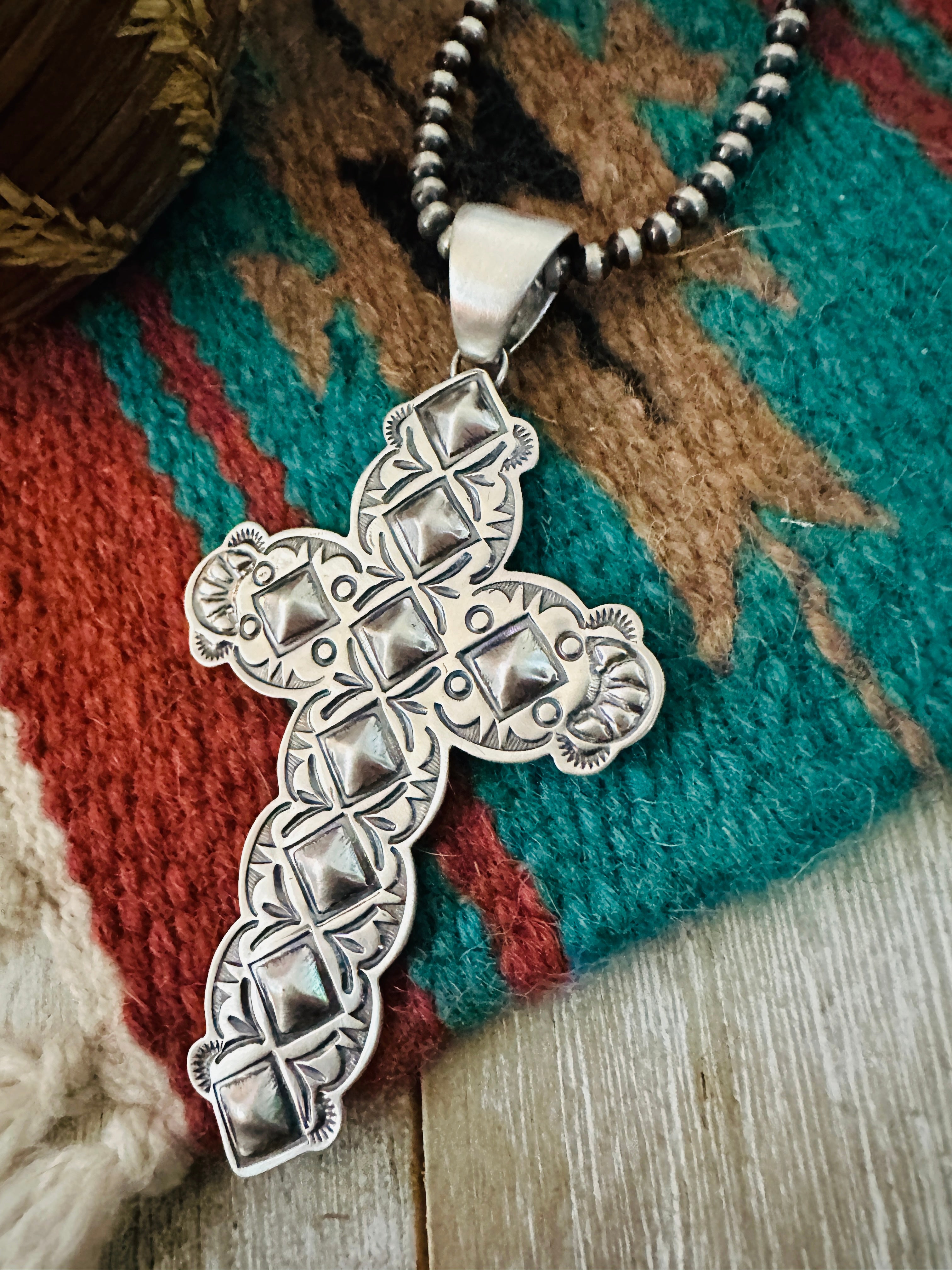 Handcrafted Sterling Silver Cross Pendant by Benson Shorty