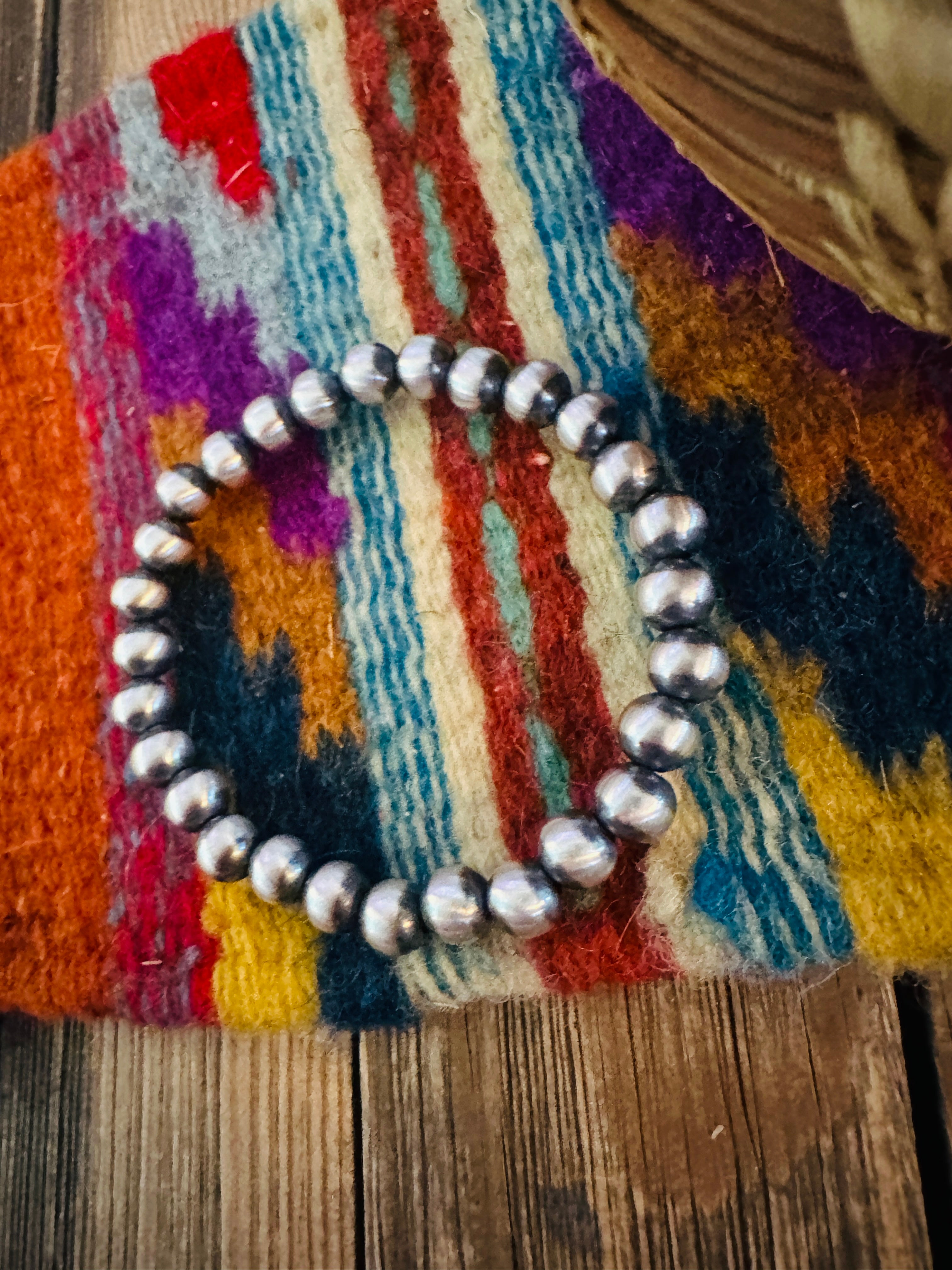 Handcrafted 7mm Sterling Silver Pearl Beaded Stretch Bracelet